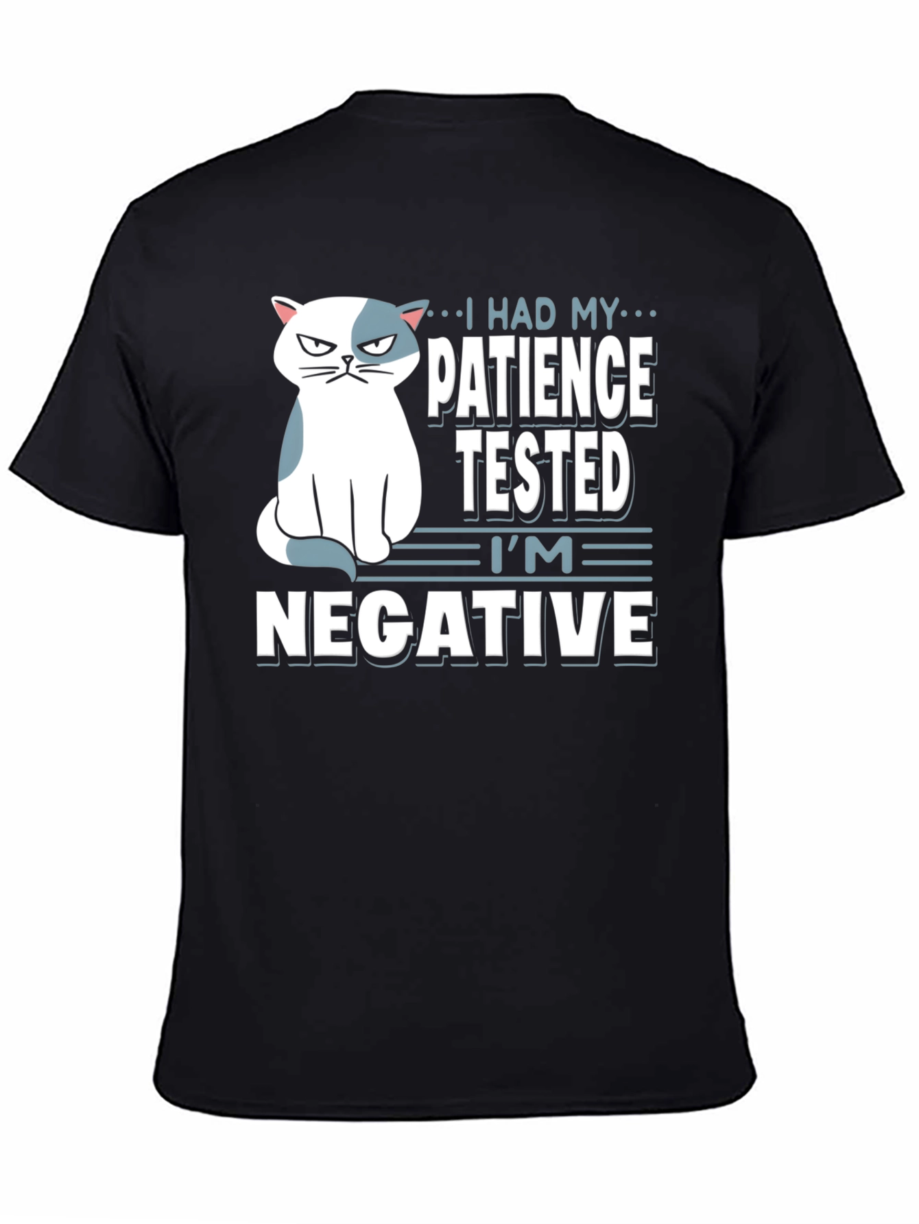 Humorous Cat Patience Tested Black T-Shirt