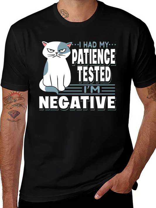 Humorous Cat Patience Tested Black T-Shirt