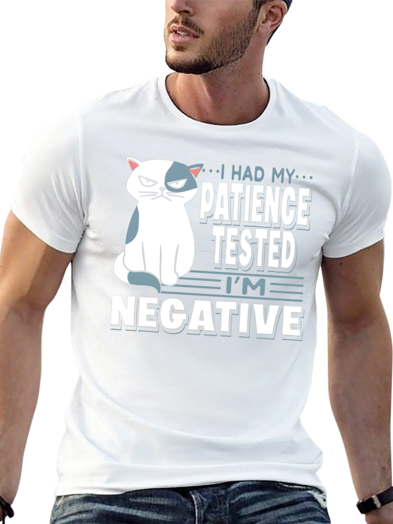 Humorous Cat Patience Tested Black T-Shirt