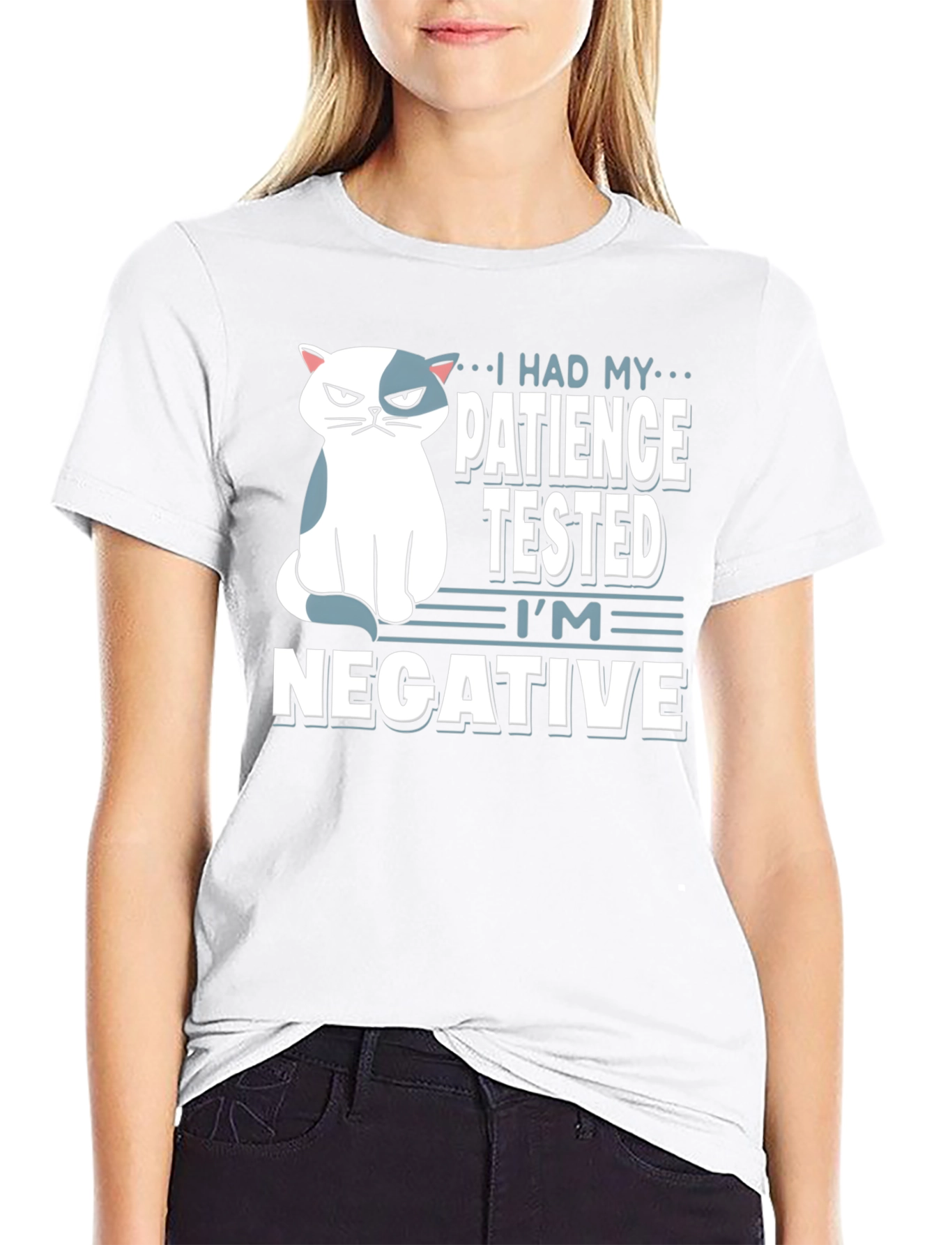 Humorous Cat Patience Tested Black T-Shirt