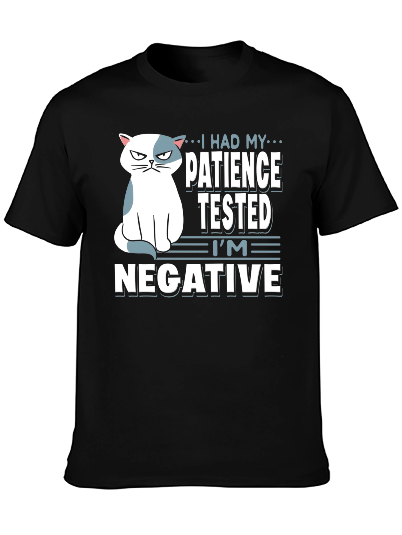 Humorous Cat Patience Tested Black T-Shirt