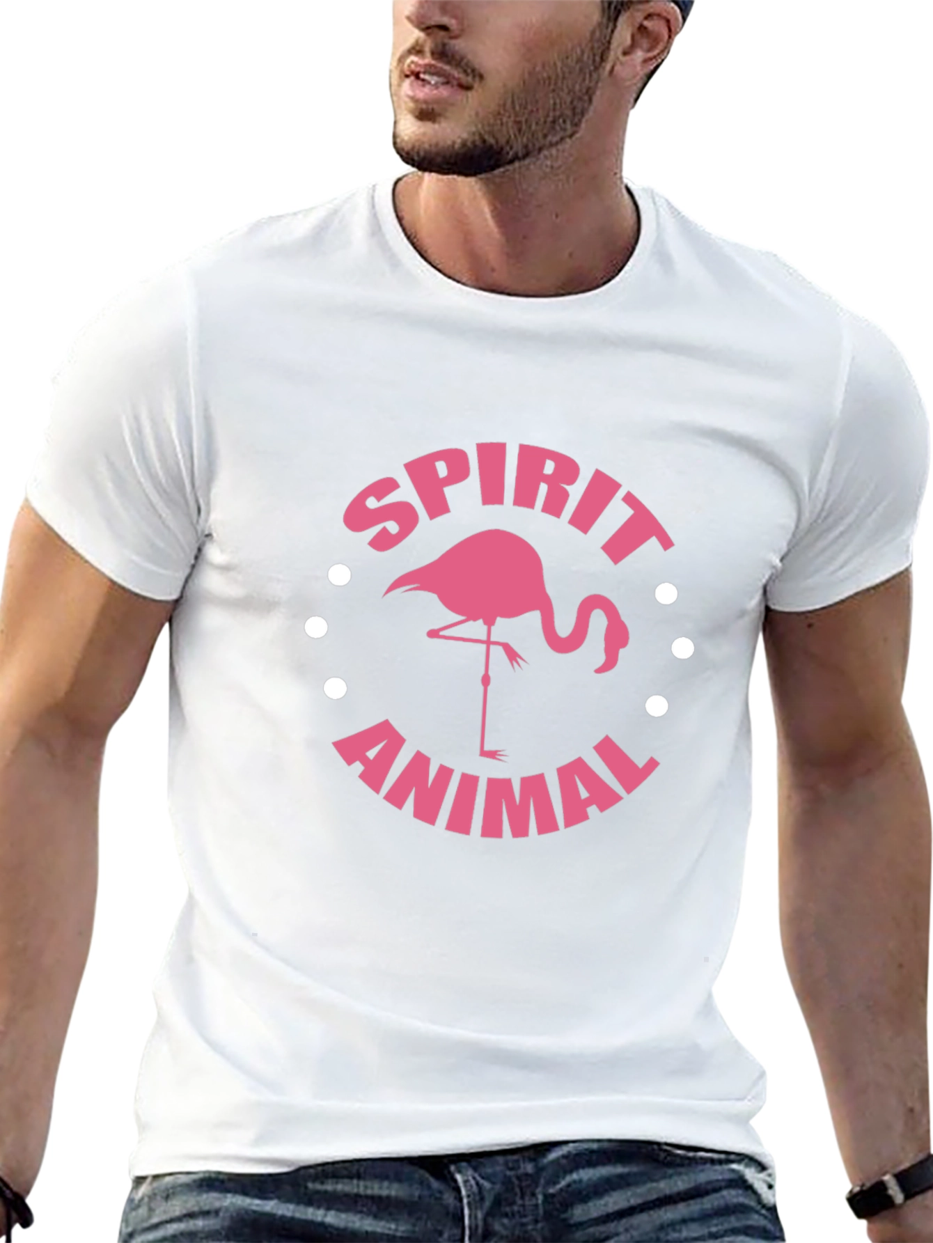 Spirit Animal Flamingo Graphic Tee - Black Cotton Blend