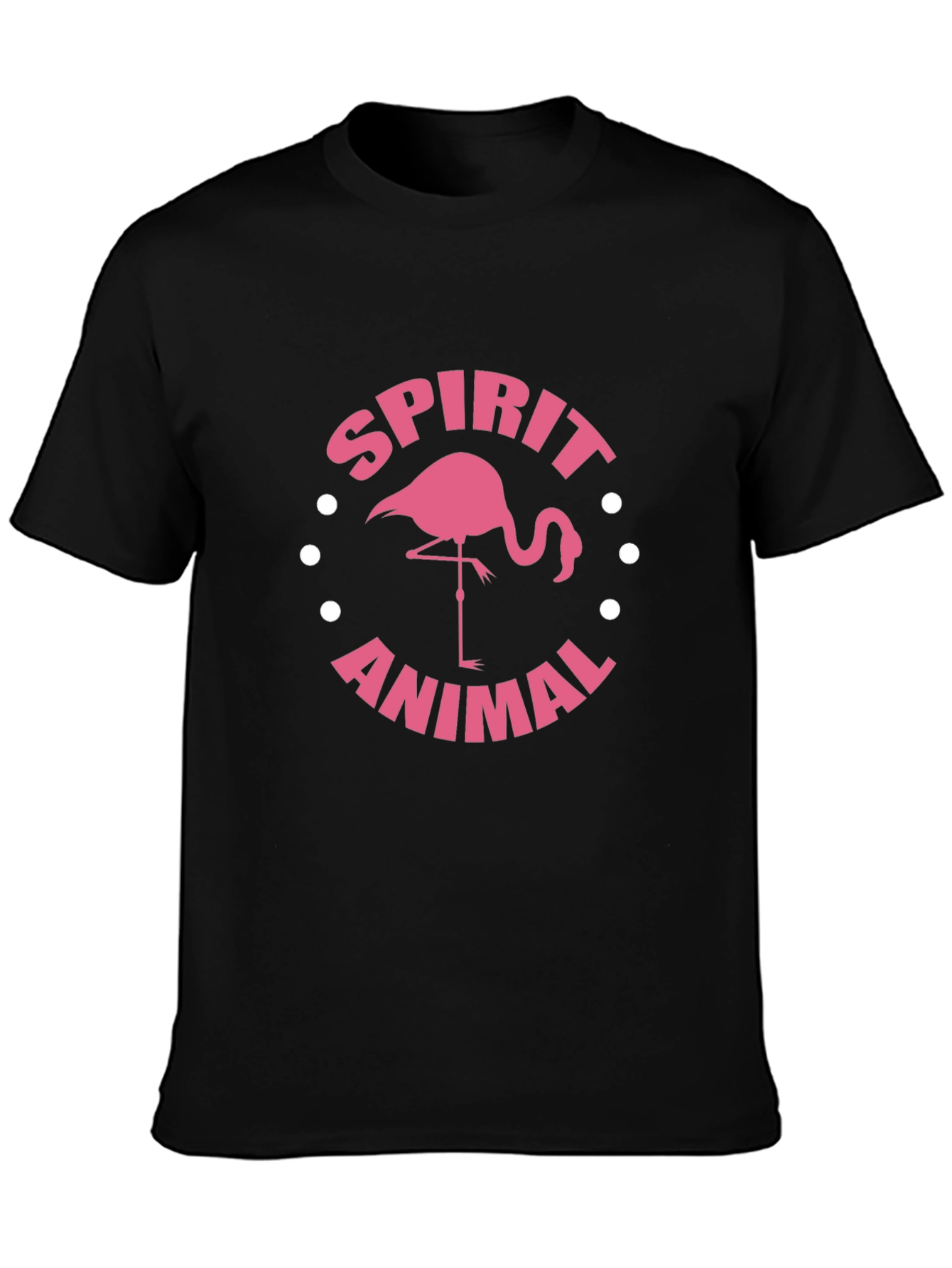 Spirit Animal Flamingo Graphic Tee - Black Cotton Blend