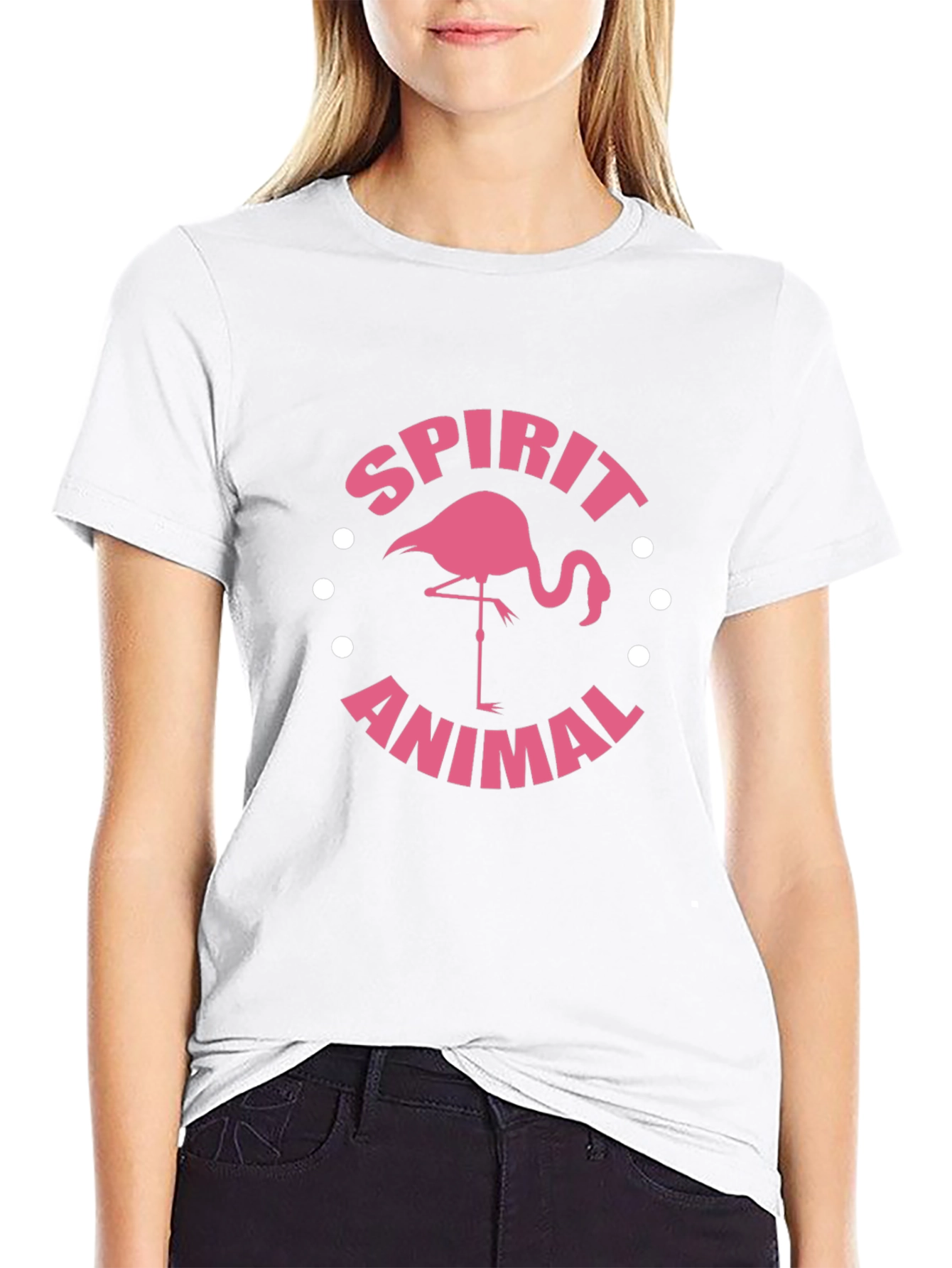 Spirit Animal Flamingo Graphic Tee - Black Cotton Blend