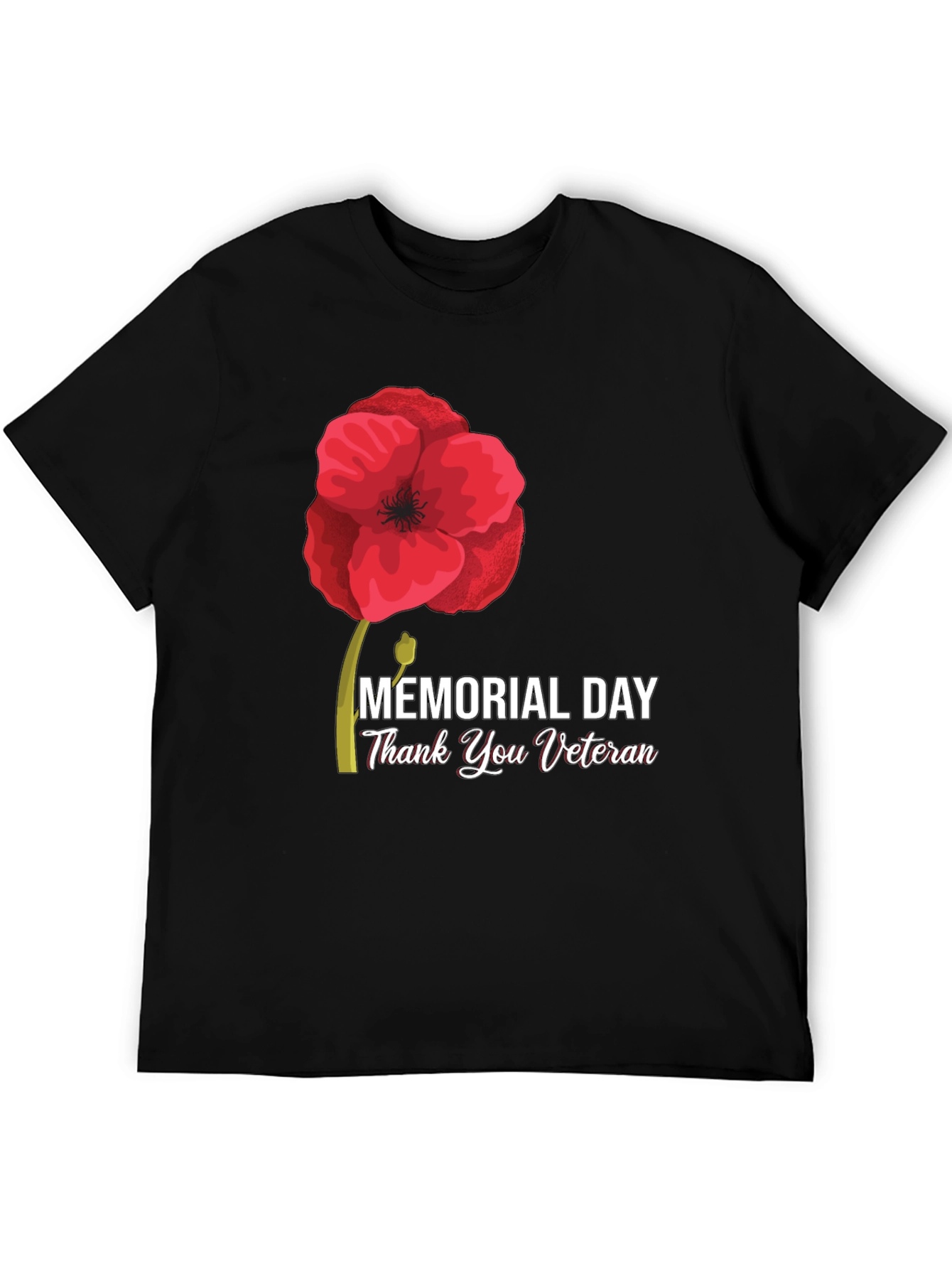 Memorial Day Thank You Veteran Black T-Shirt
