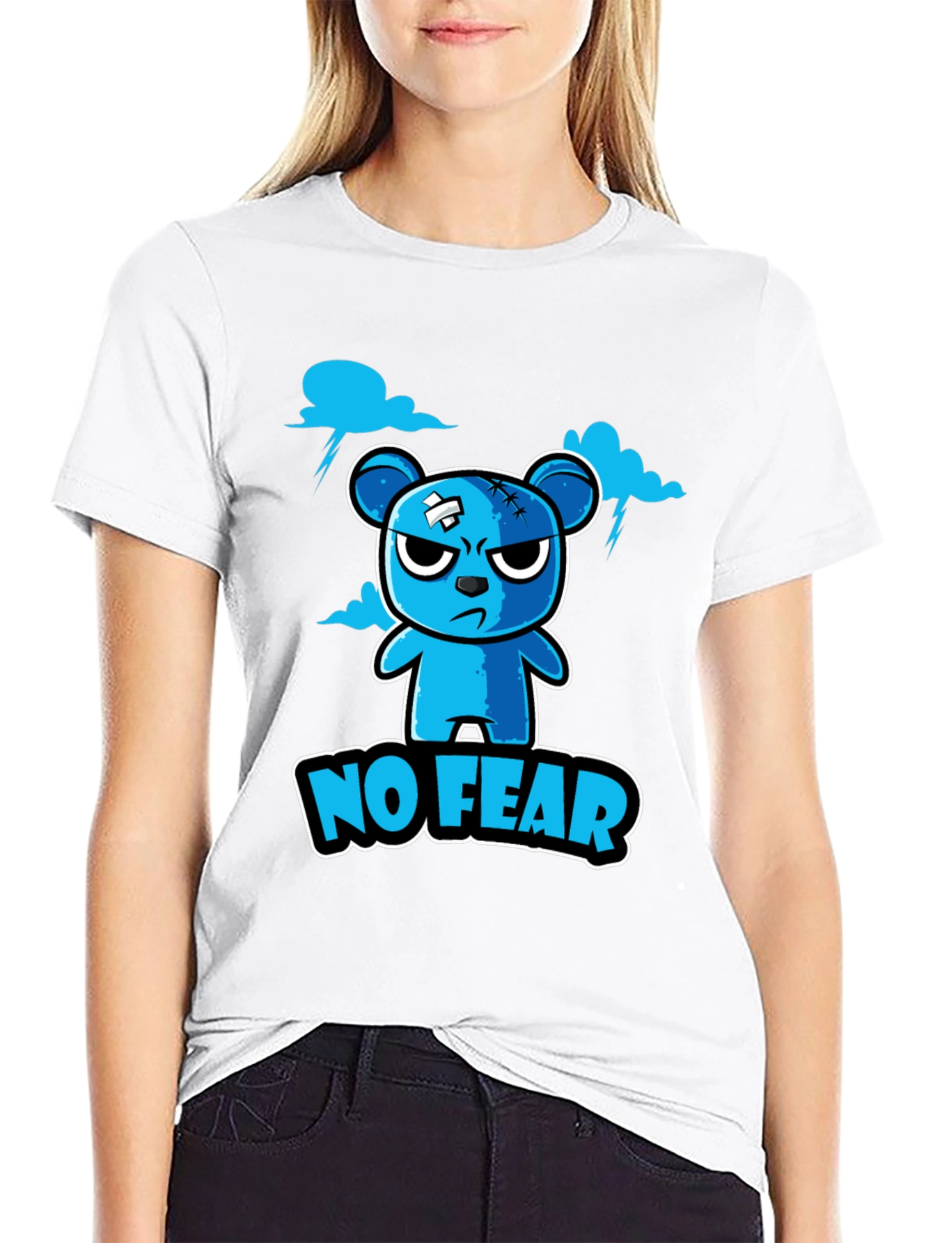 No Fear Cartoon Bear Graphic T-Shirt