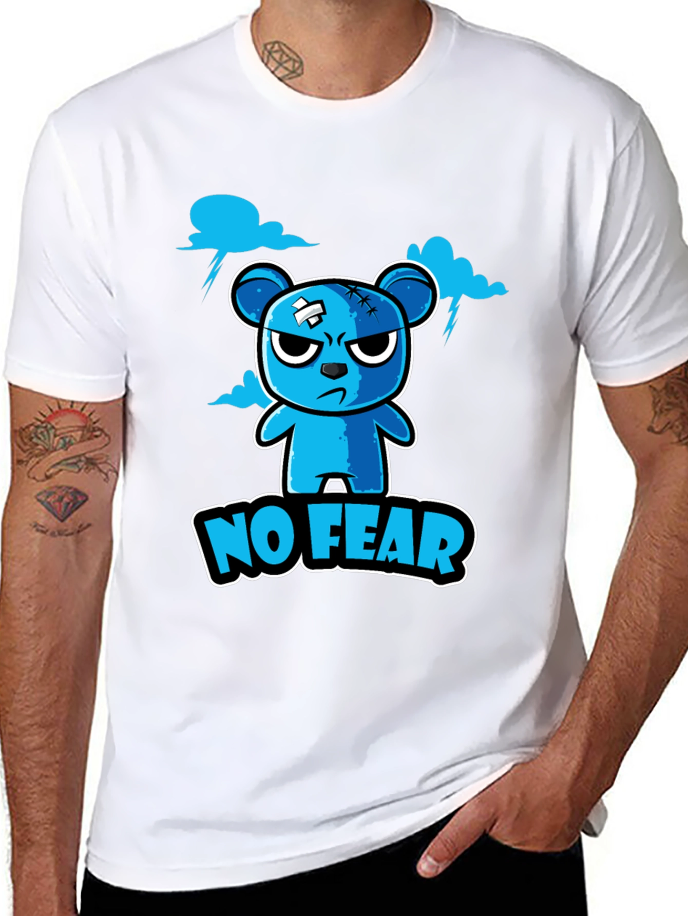 No Fear Cartoon Bear Graphic T-Shirt
