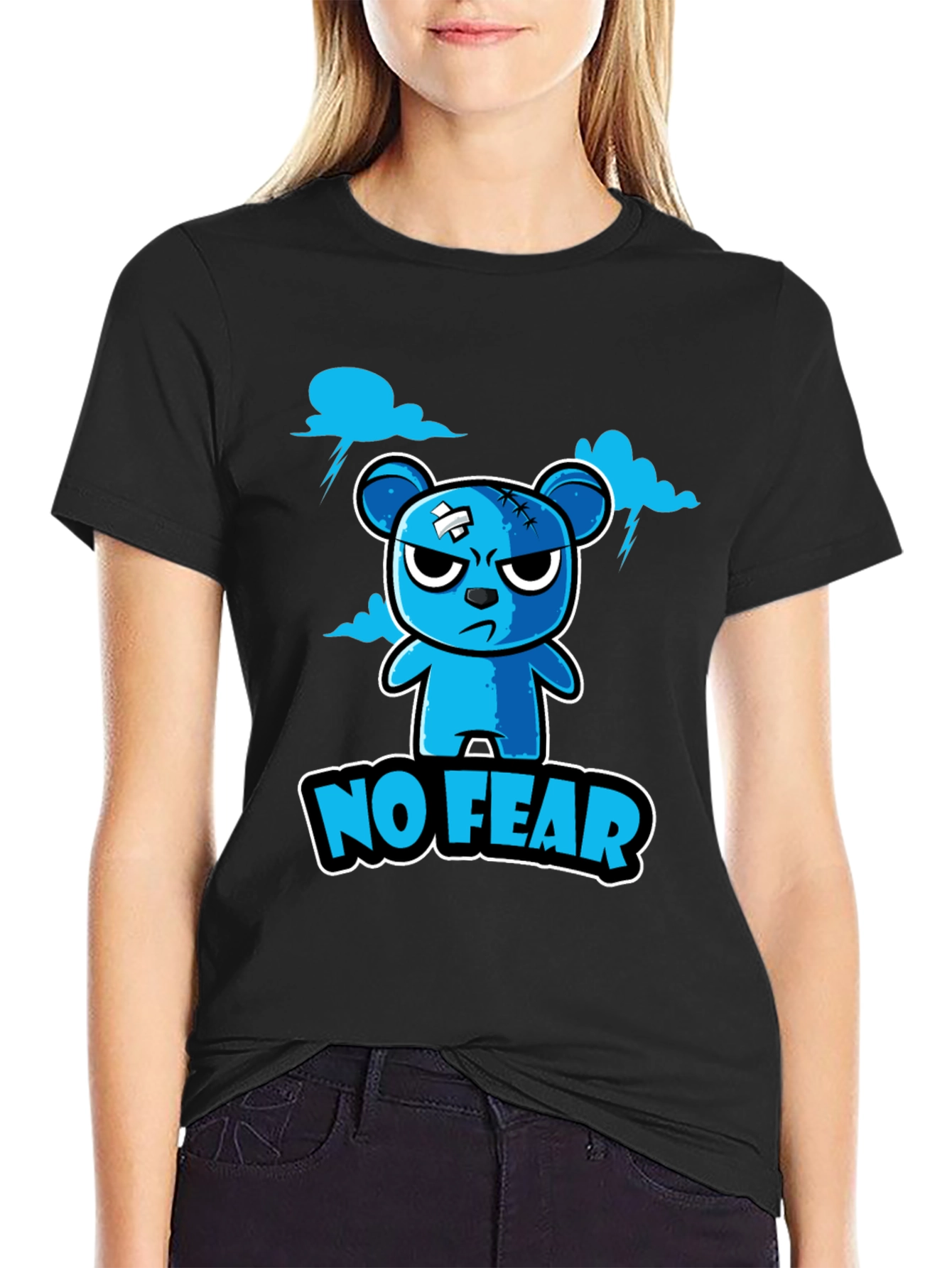 No Fear Cartoon Bear Graphic T-Shirt
