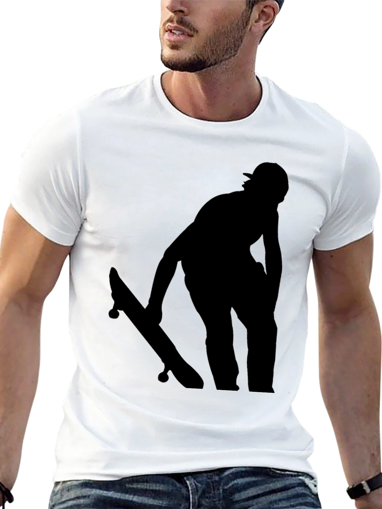 Skateboard Silhouette Graphic Tee - Black