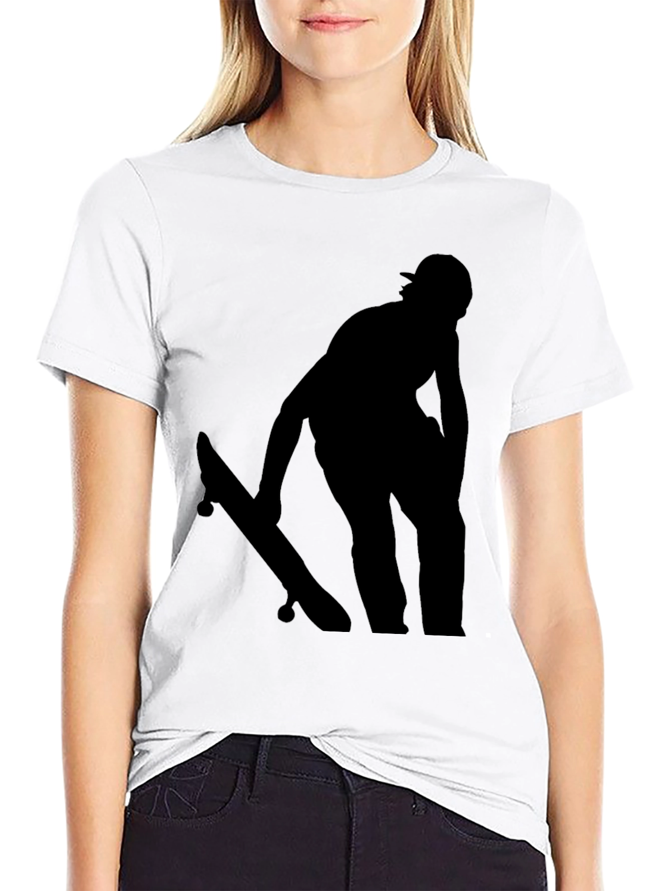 Skateboard Silhouette Graphic Tee - Black