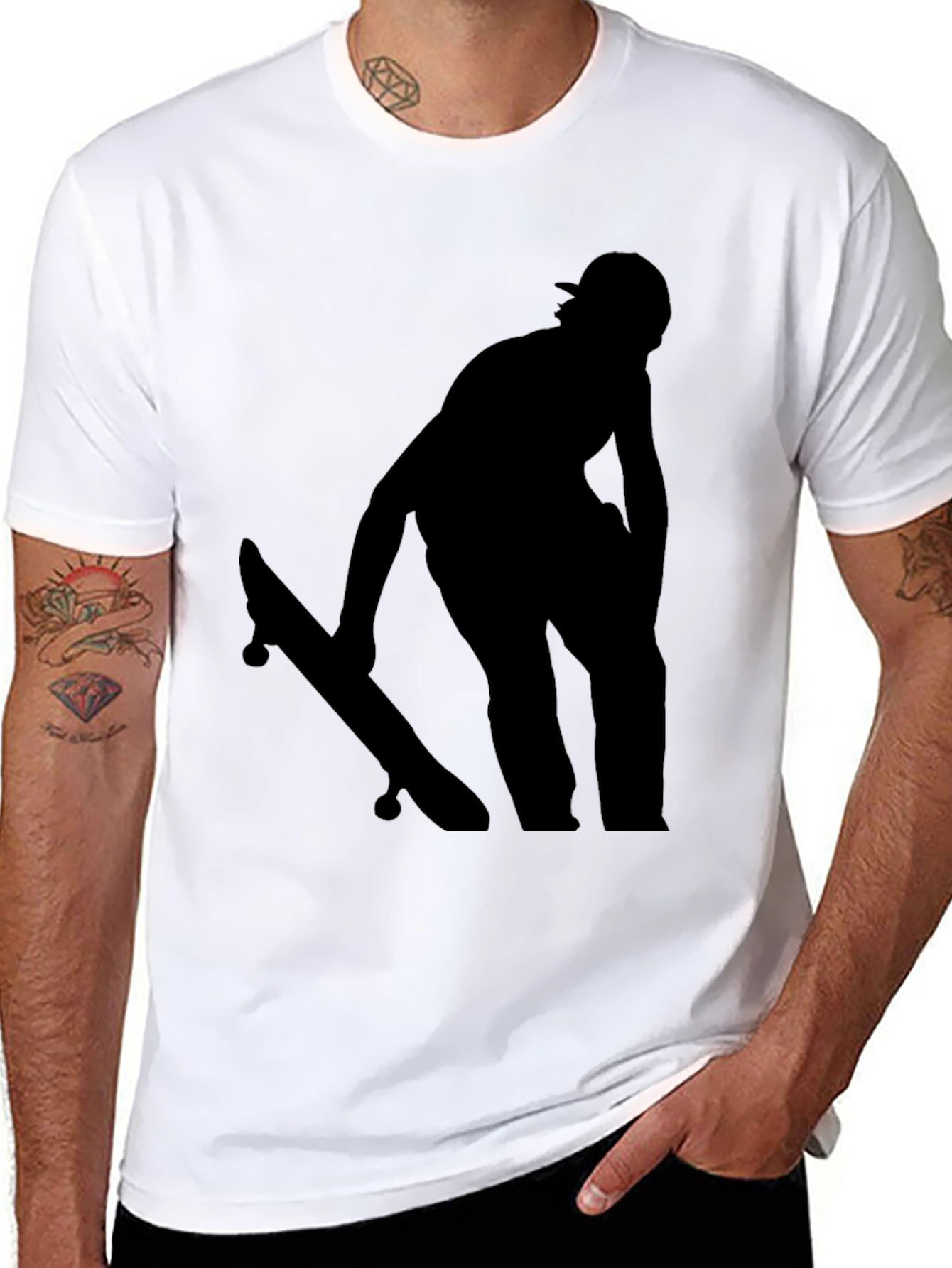Skateboard Silhouette Graphic Tee - Black