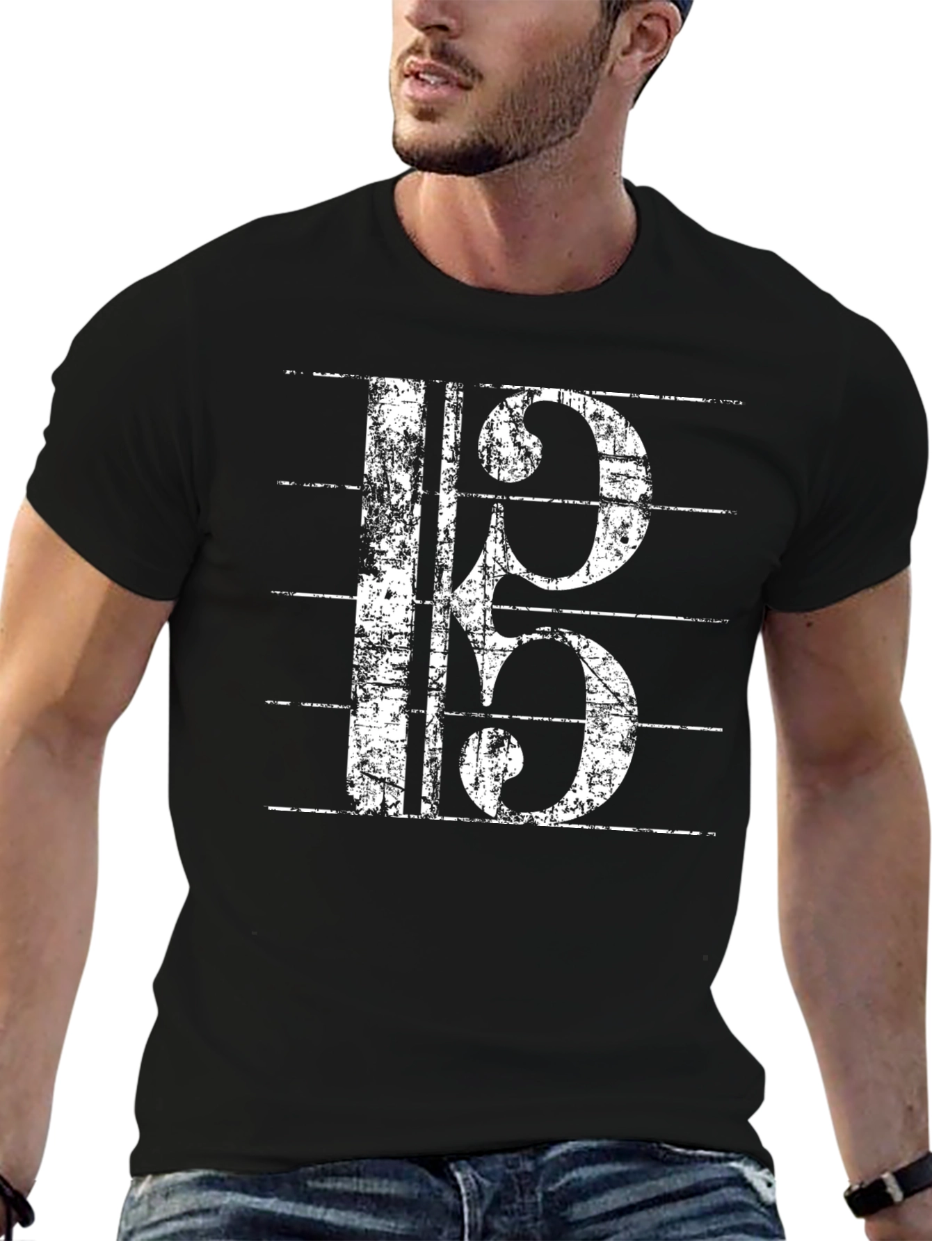 Musical Staff T-Shirt - Unique Bass Clef Graphic Tee