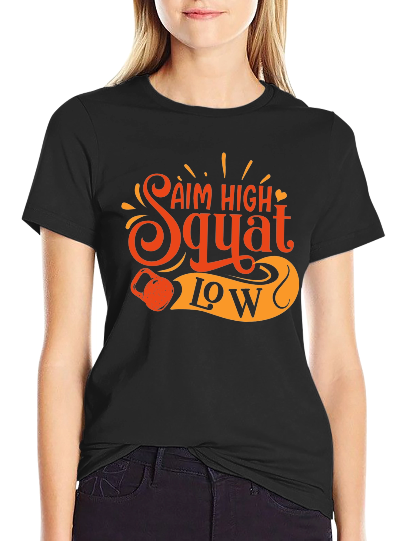 Aim High Squat Low Black T-Shirt
