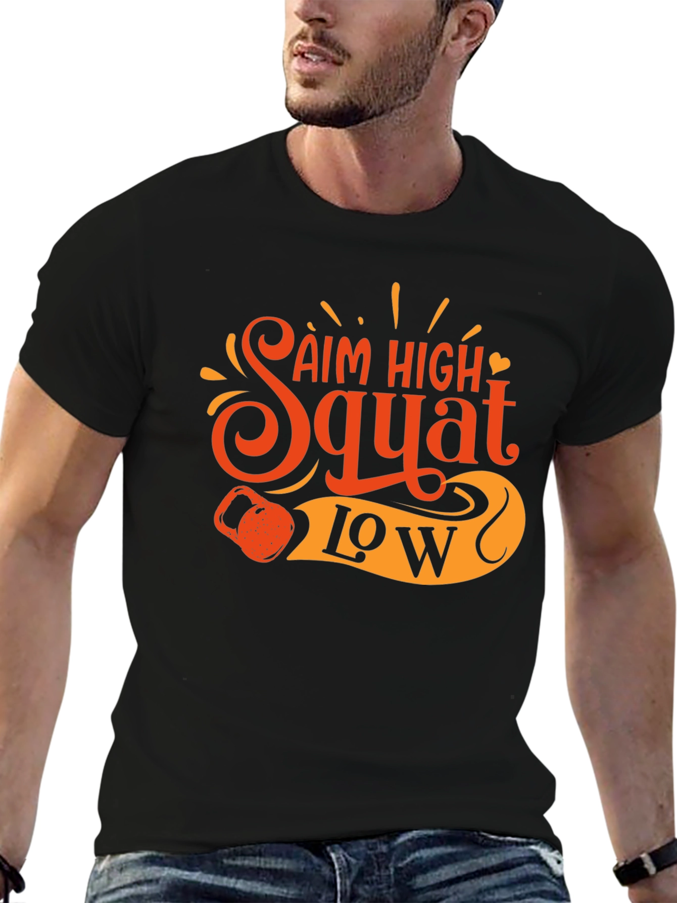Aim High Squat Low Black T-Shirt