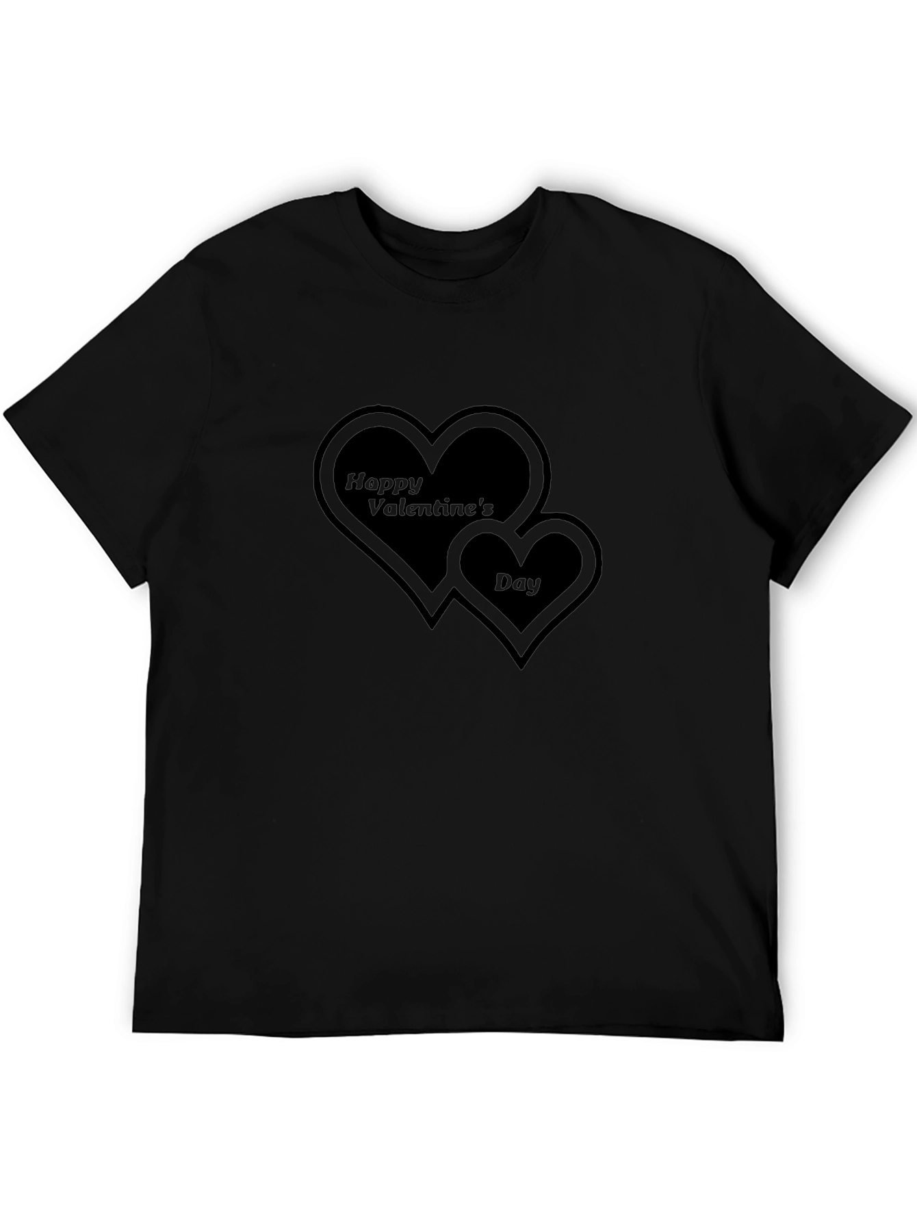 Valentines Day Heart Graphic Black T-Shirt