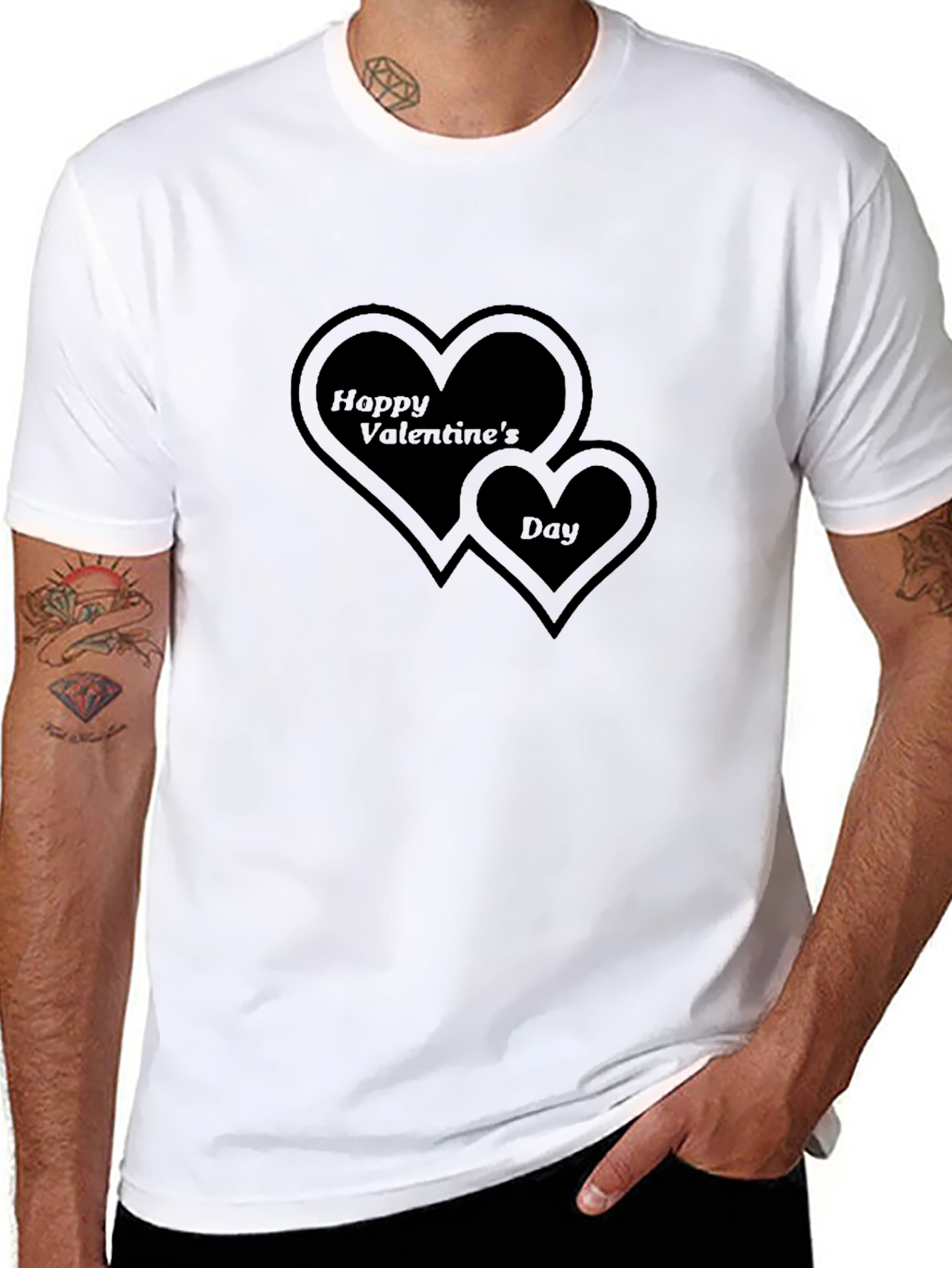 Valentines Day Heart Graphic Black T-Shirt