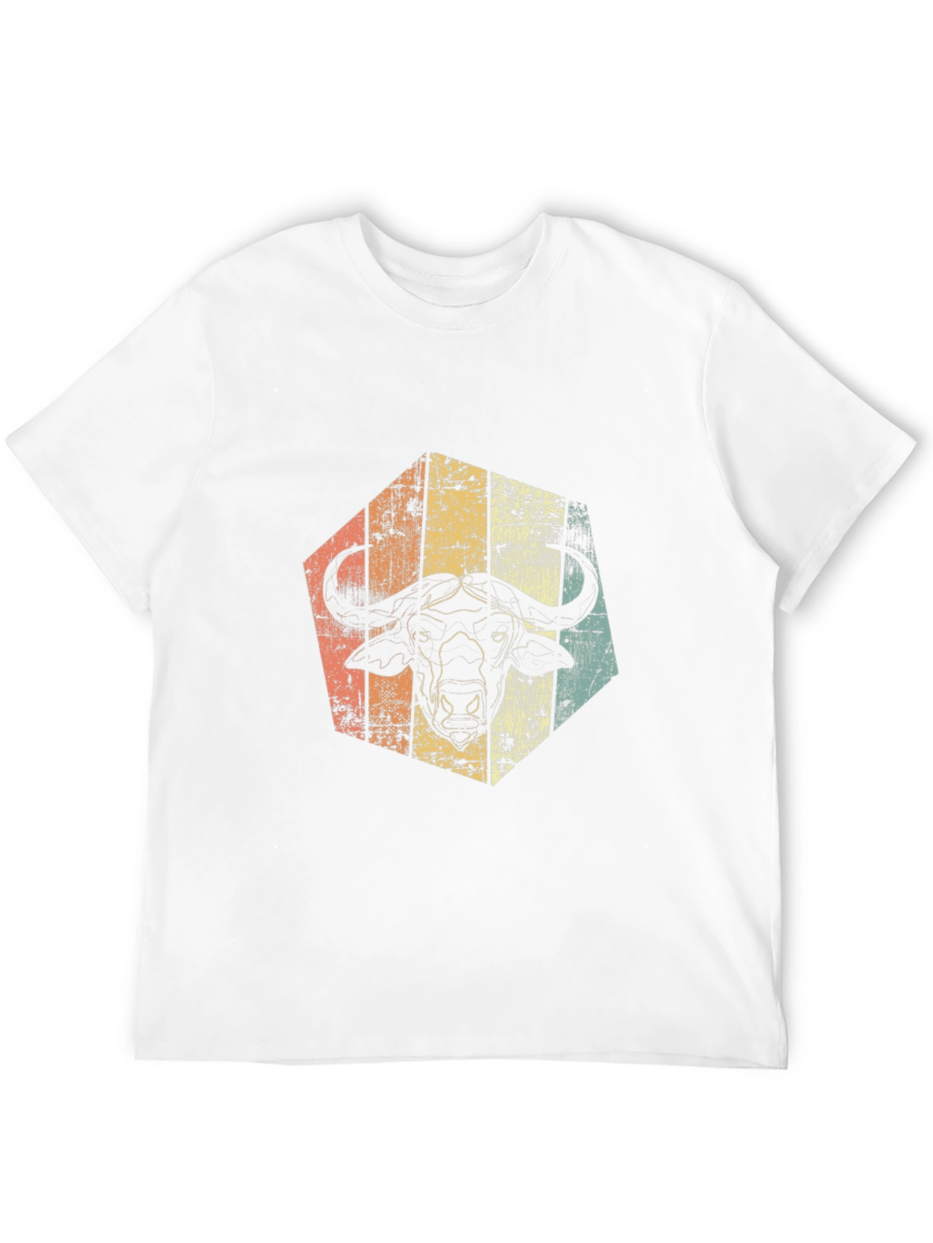Retro Buffalo Graphic Tee - Distressed Animal Design