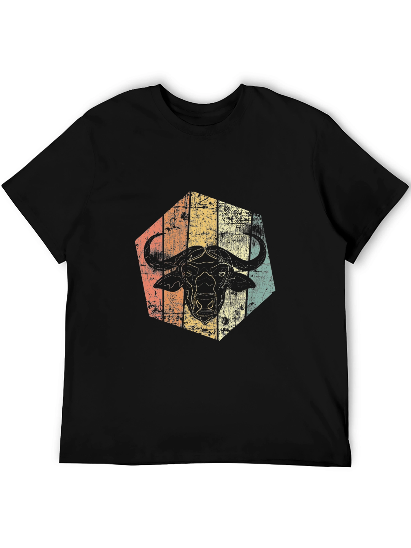Retro Buffalo Graphic Tee - Distressed Animal Design