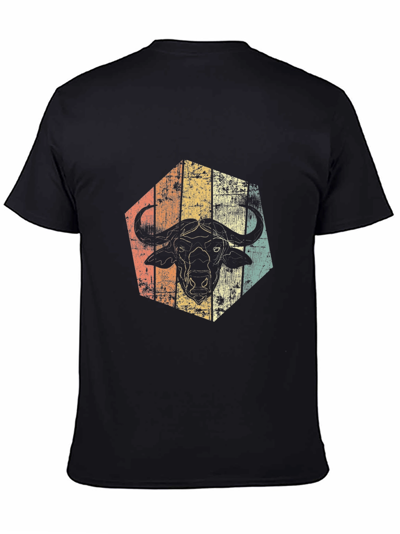 Retro Buffalo Graphic Tee - Distressed Animal Design