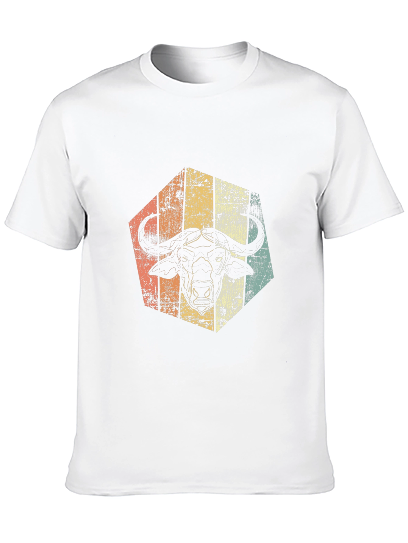 Retro Buffalo Graphic Tee - Distressed Animal Design
