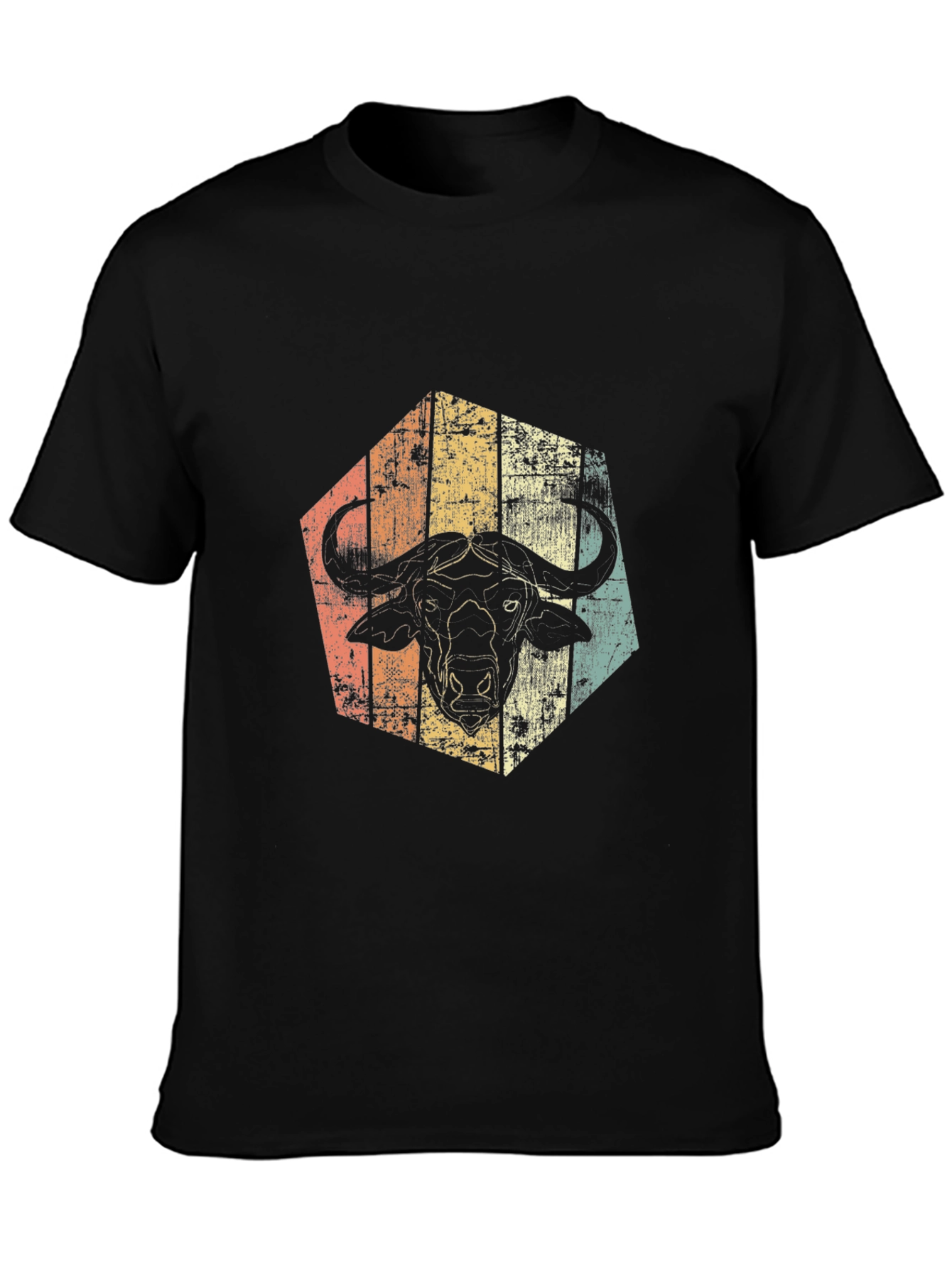 Retro Buffalo Graphic Tee - Distressed Animal Design