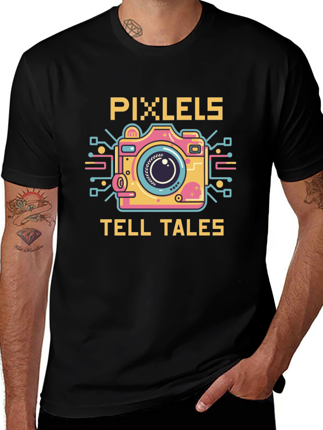 Pixels Tell Tales Graphic Tee - Black Cotton Shirt