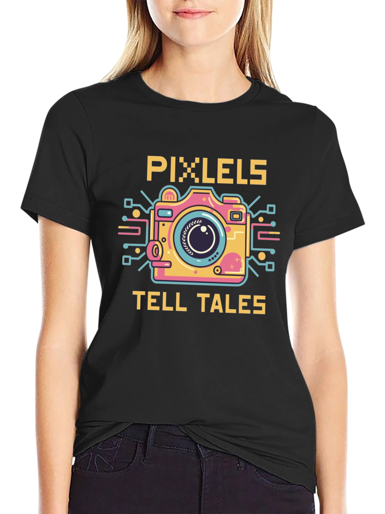 Pixels Tell Tales Graphic Tee - Black Cotton Shirt