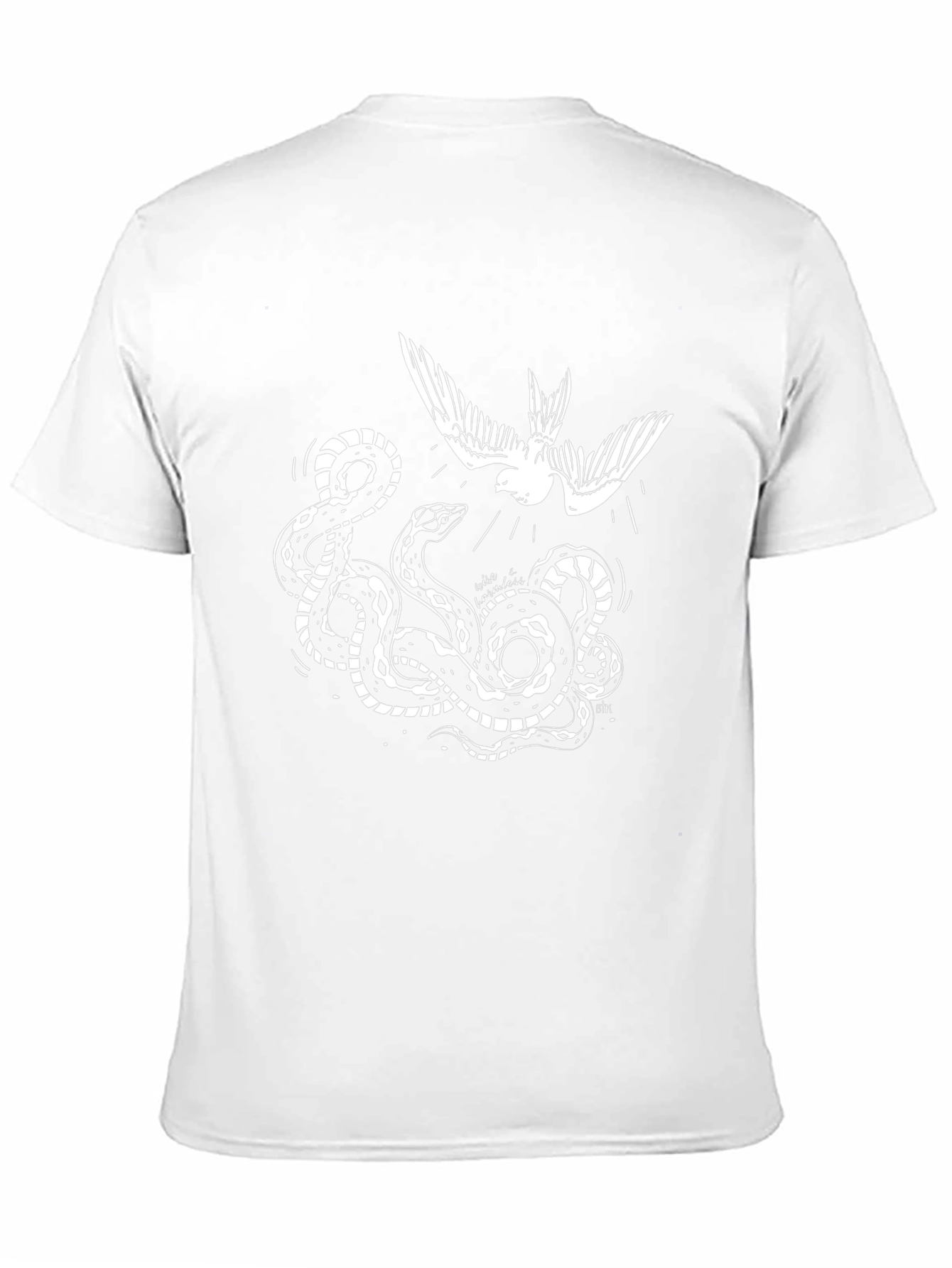 Black Tee with Snake and Bird Graphic