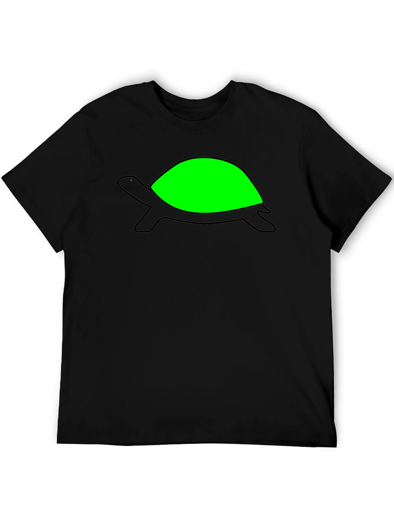 Turtle Graphic Tee - Black Cotton Casual Shirt