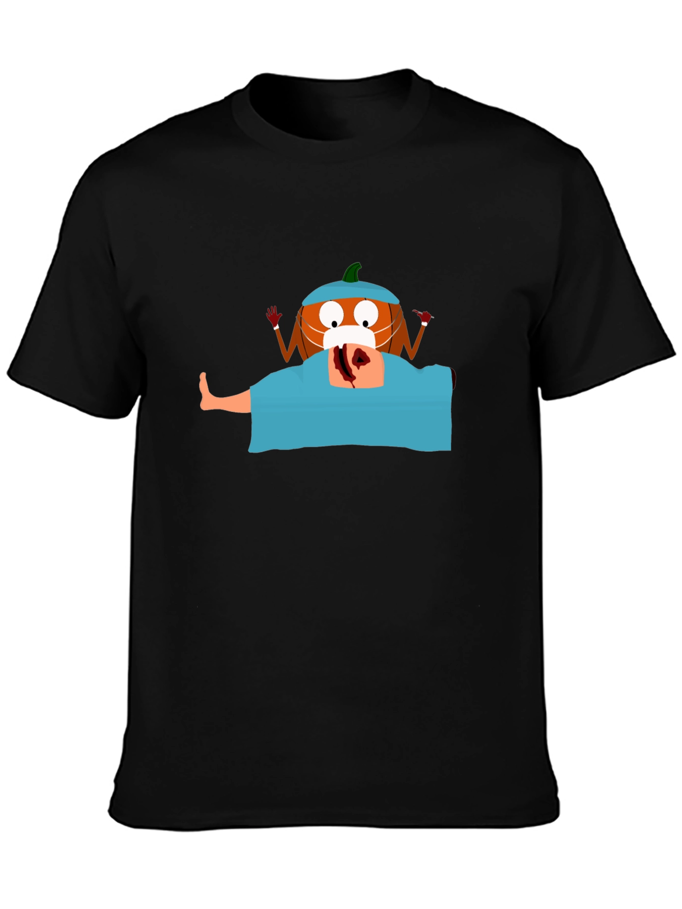 Pumpkin Surgeon Graphic Tee - Black Cotton Shirt