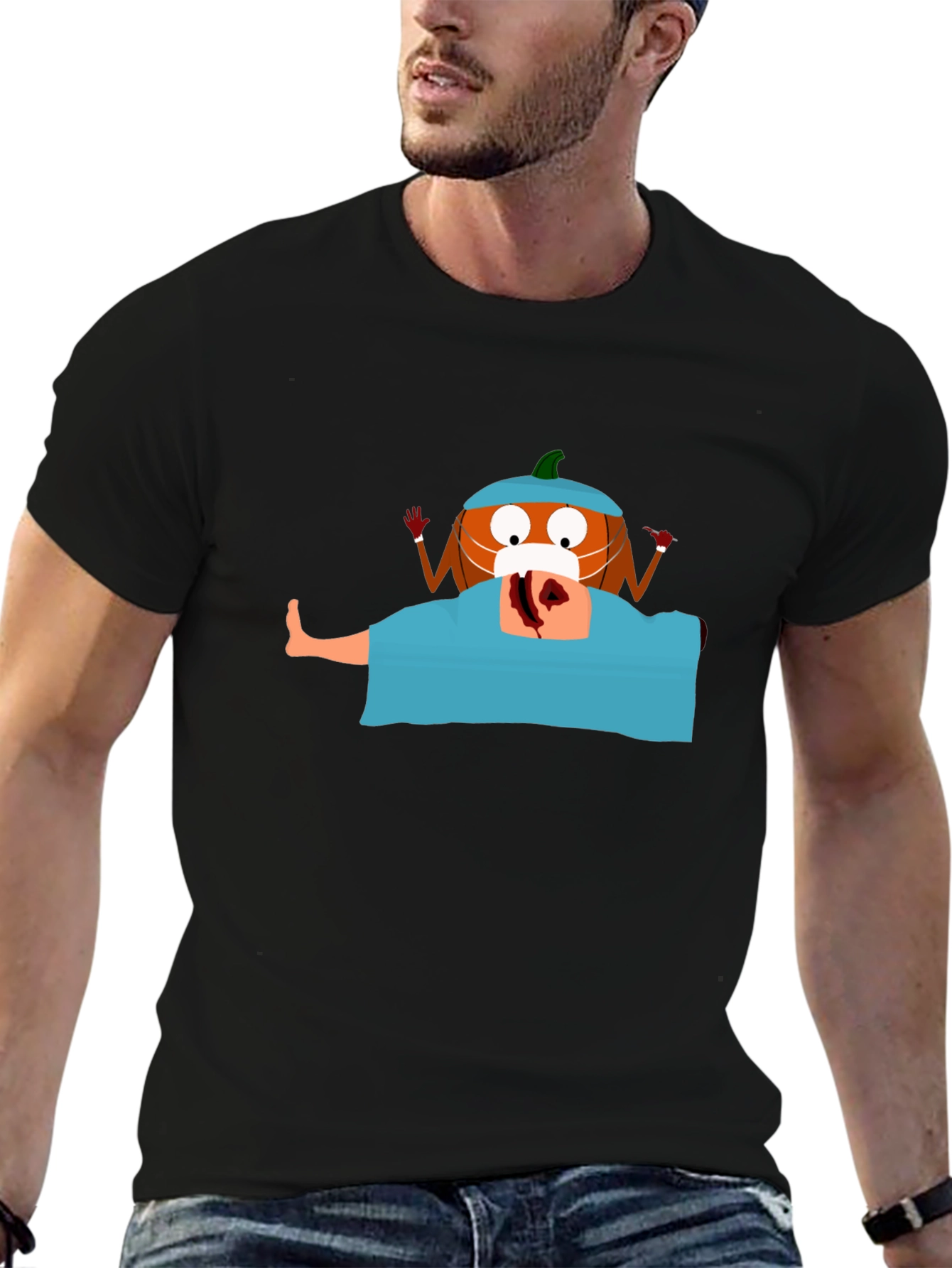 Pumpkin Surgeon Graphic Tee - Black Cotton Shirt