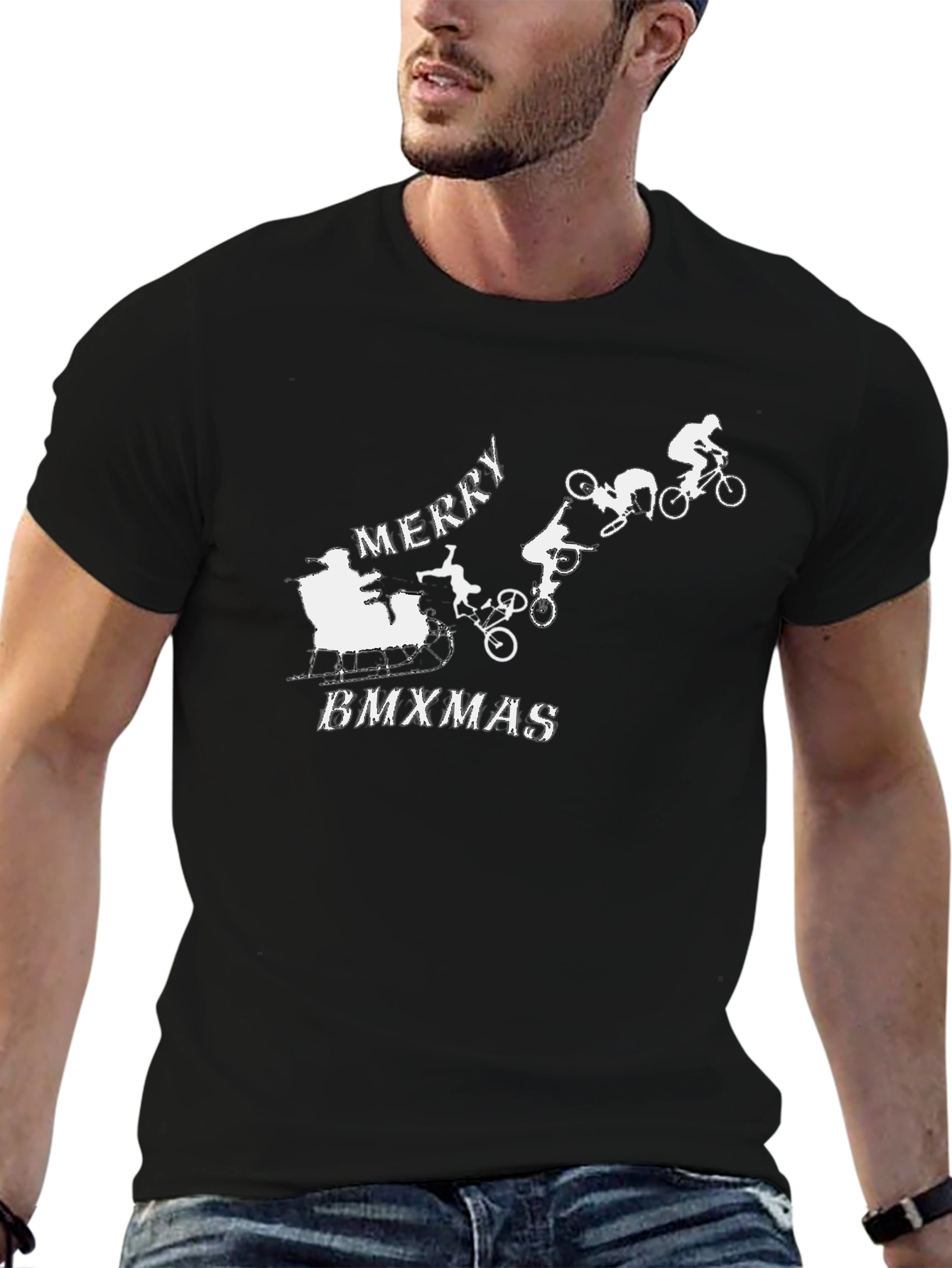 Merry BMXmas Black T-Shirt
