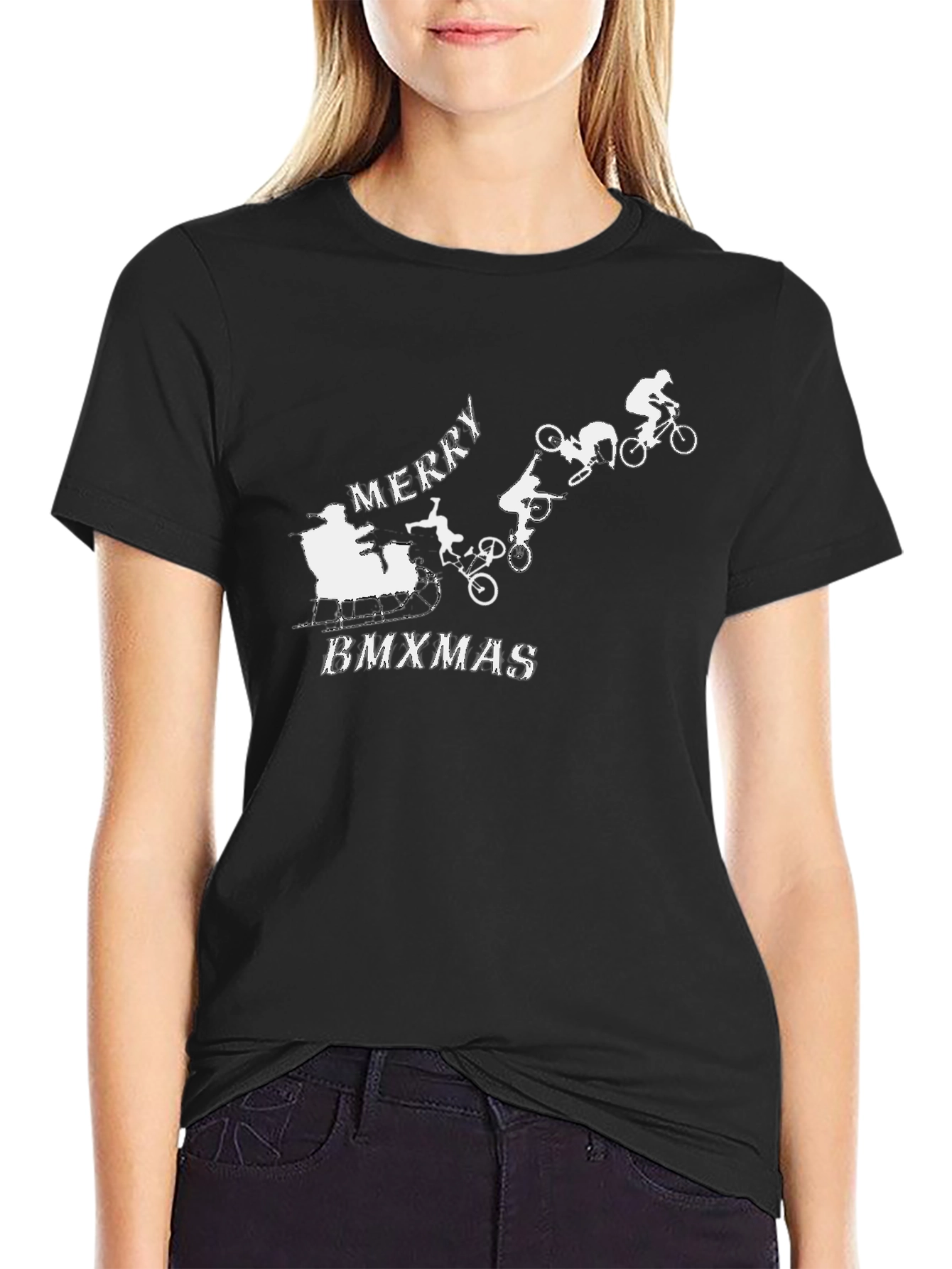 Merry BMXmas Black T-Shirt