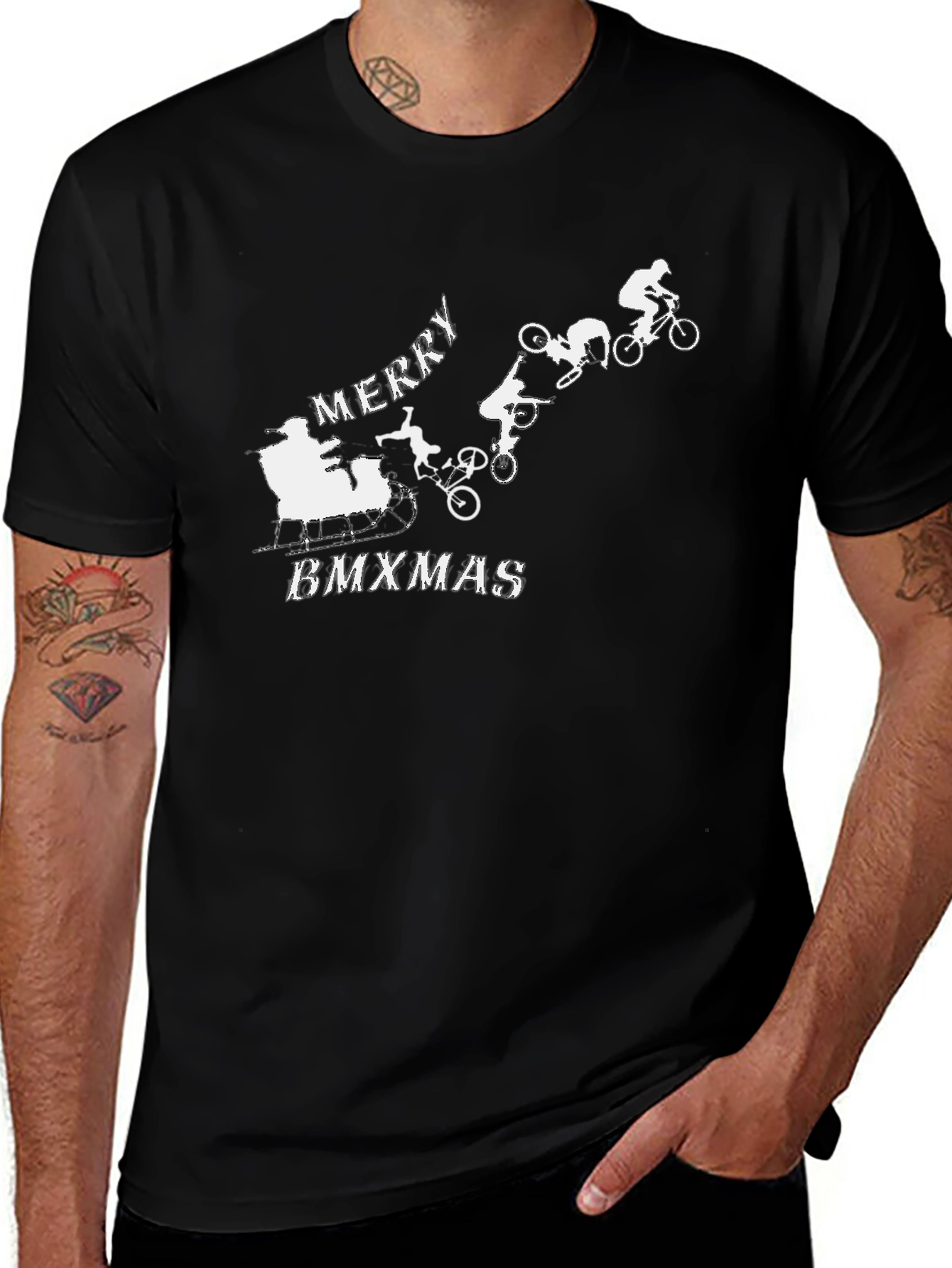 Merry BMXmas Black T-Shirt