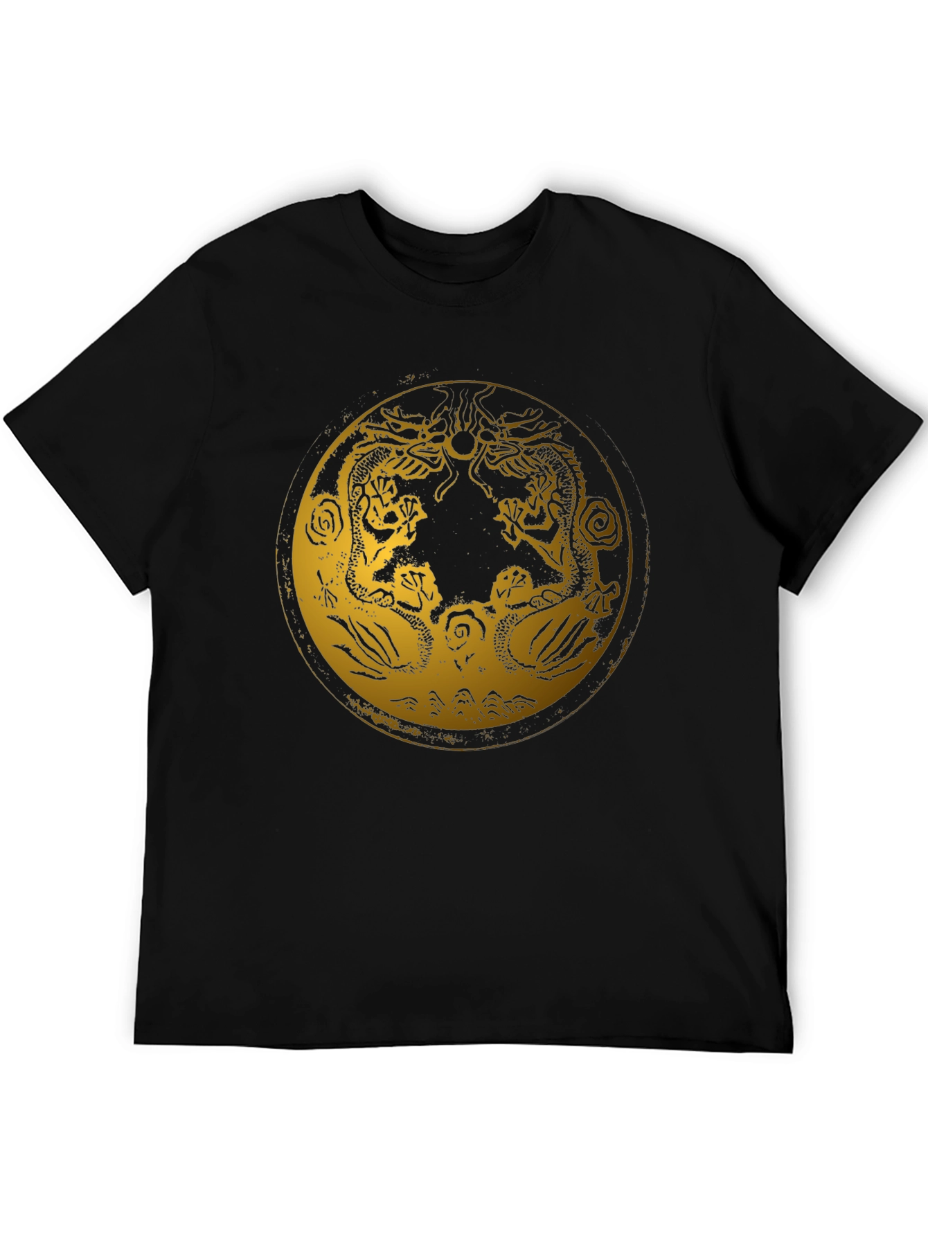 Dragon Circle Graphic Tee - Stylish Black T-Shirt