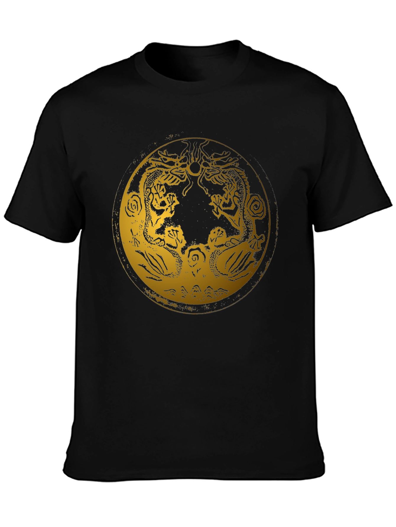 Dragon Circle Graphic Tee - Stylish Black T-Shirt
