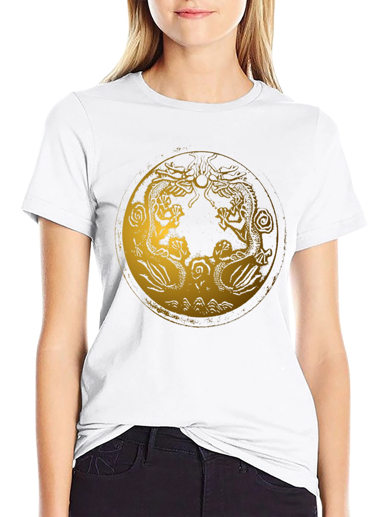 Dragon Circle Graphic Tee - Stylish Black T-Shirt