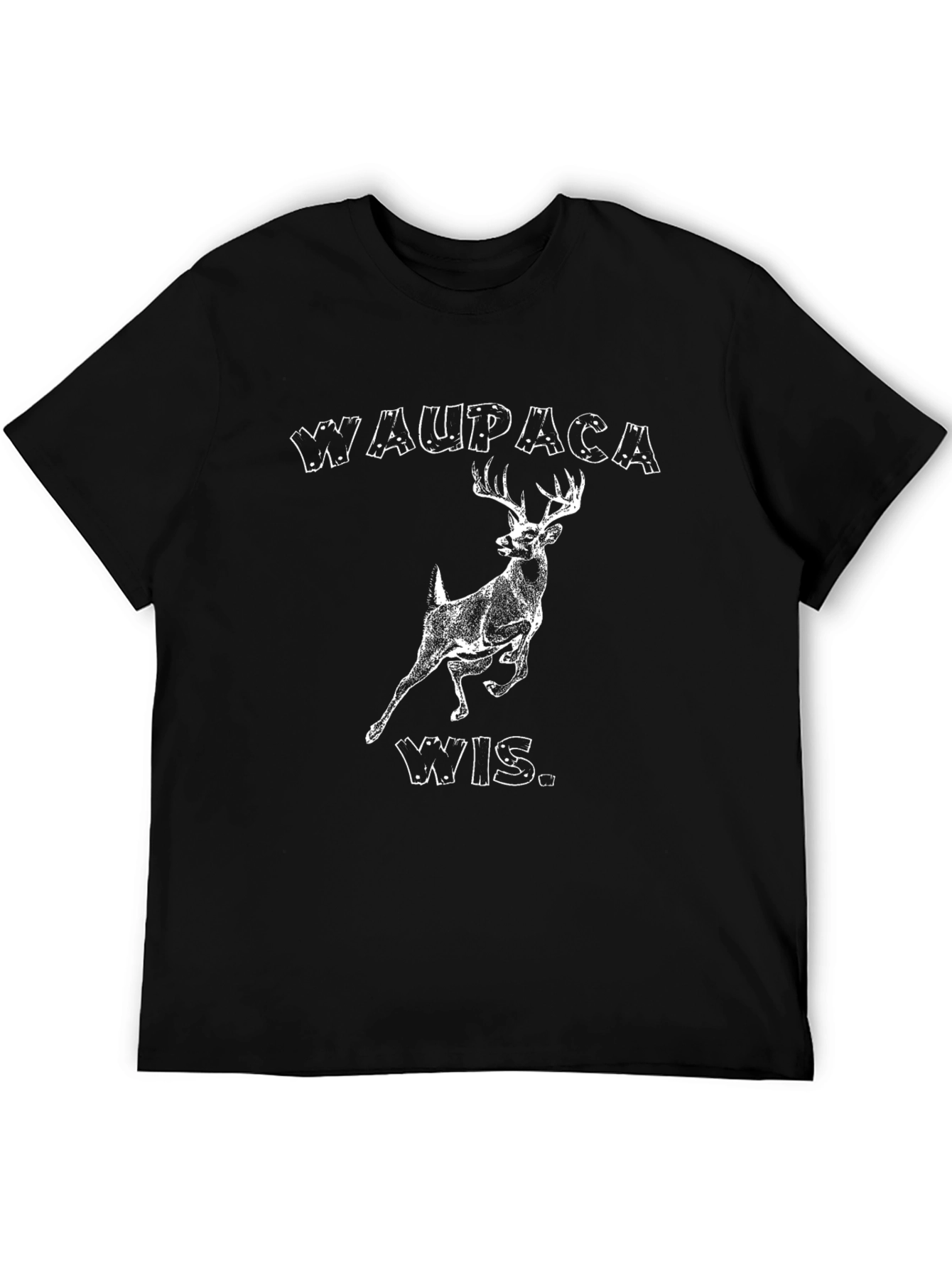 Waupaca WIS. Deer Graphic T-Shirt - Black
