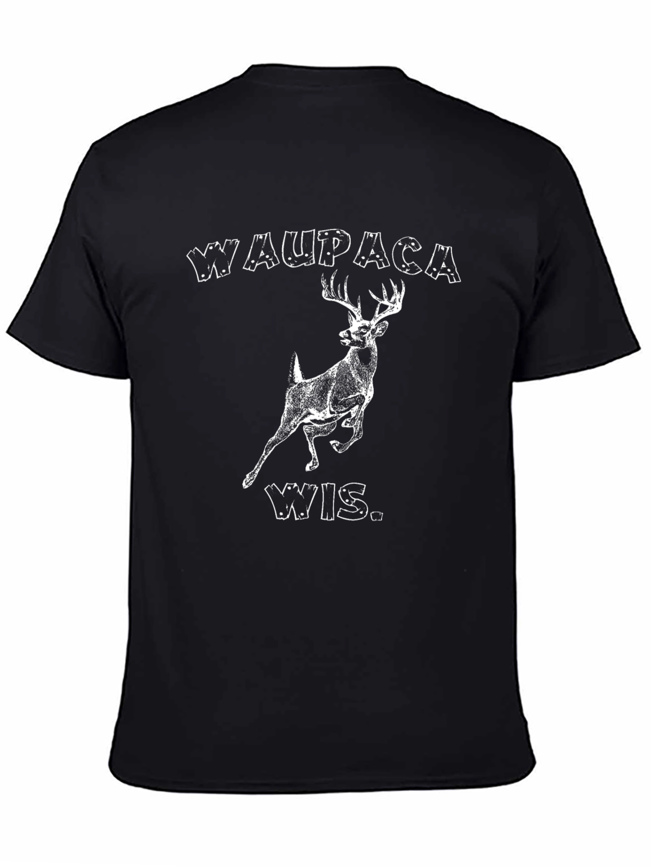 Waupaca WIS. Deer Graphic T-Shirt - Black