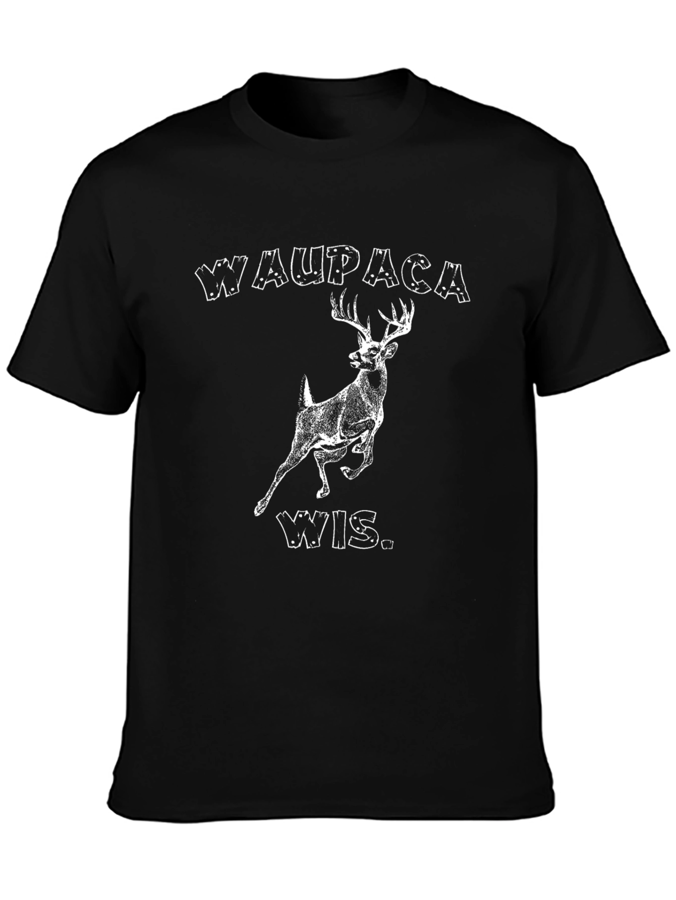 Waupaca WIS. Deer Graphic T-Shirt - Black