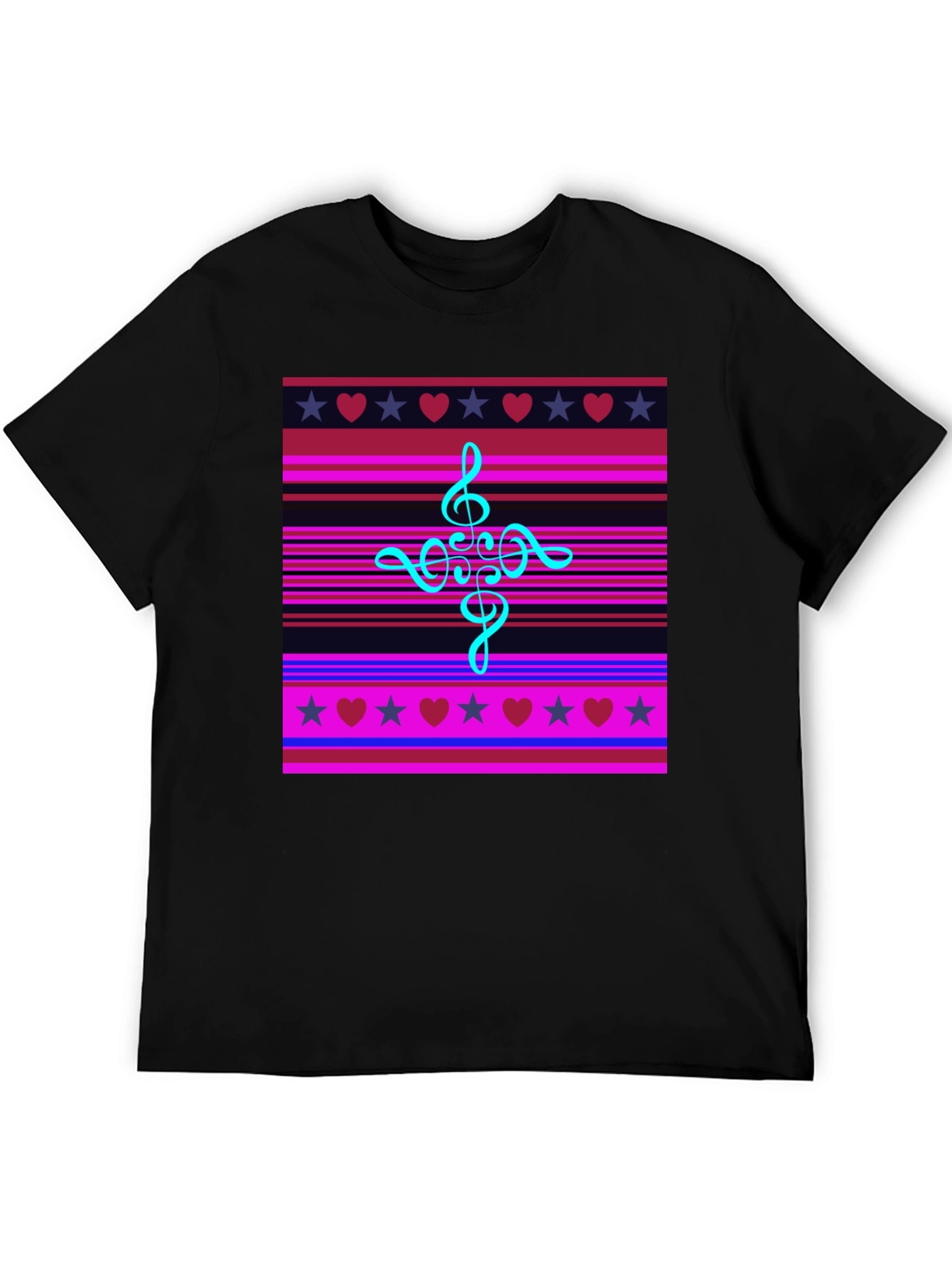 Music Heart Star Striped Graphic Tee