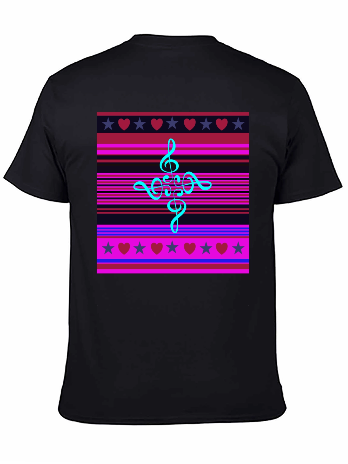Music Heart Star Striped Graphic Tee