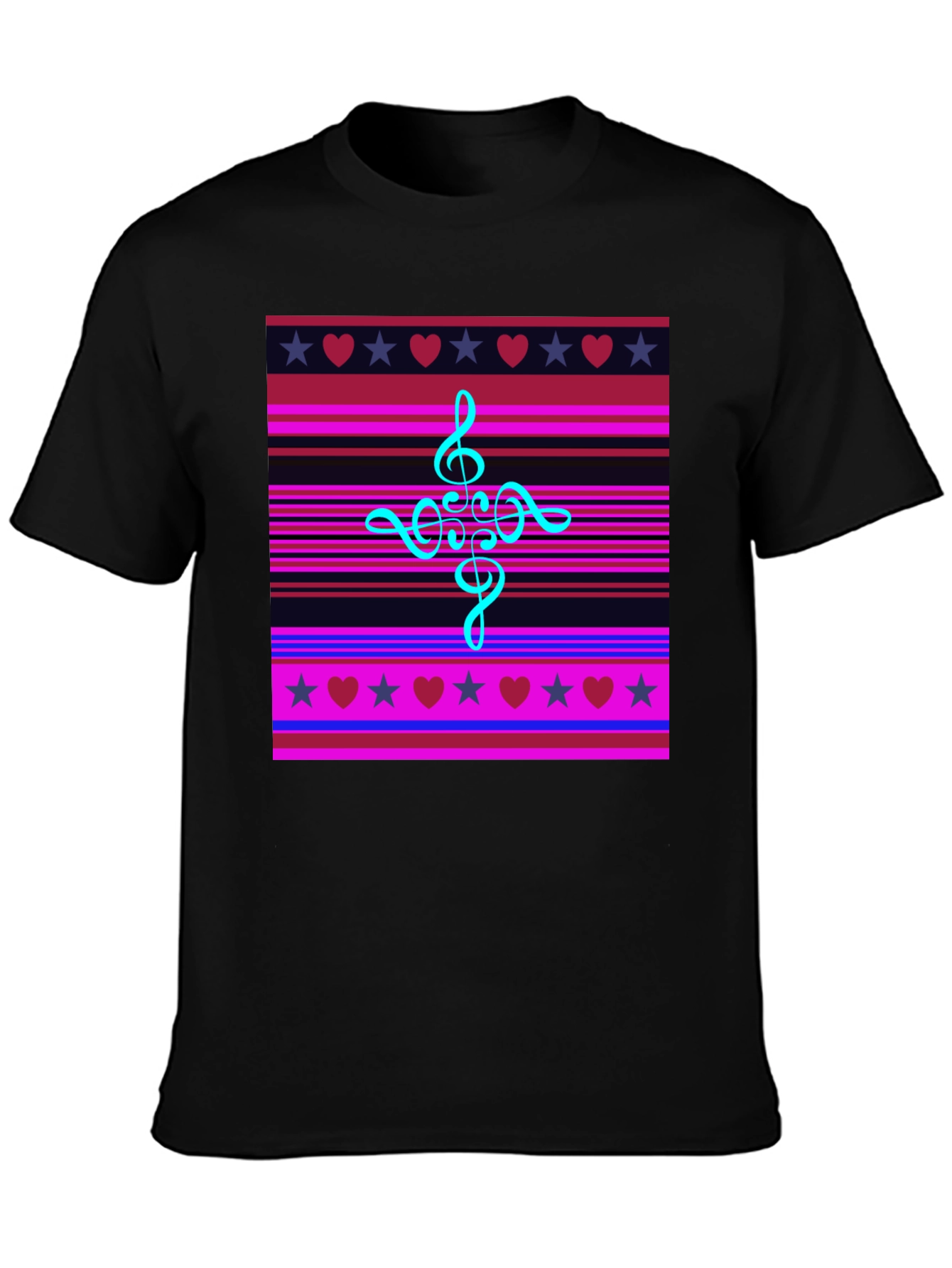 Music Heart Star Striped Graphic Tee