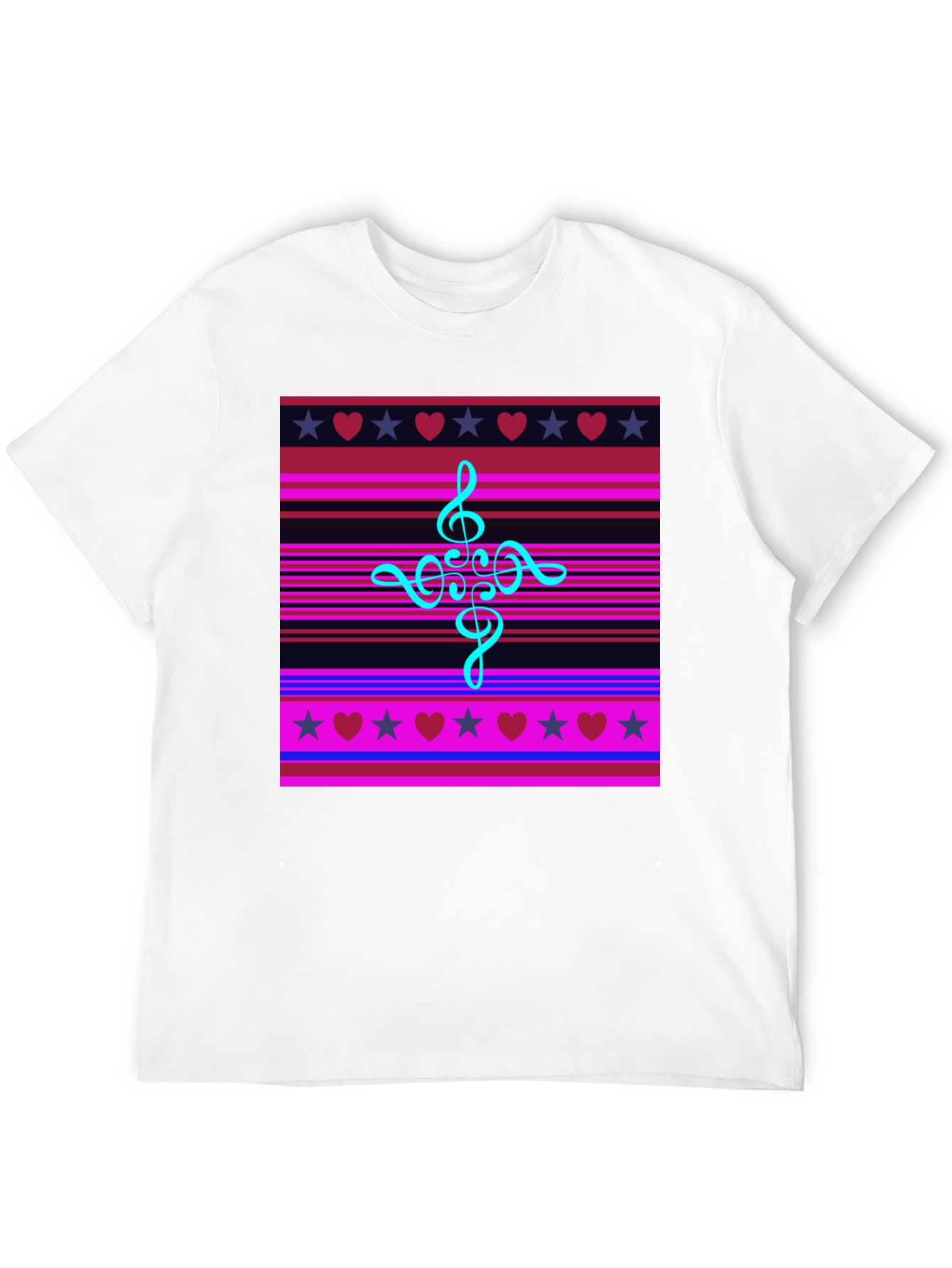 Music Heart Star Striped Graphic Tee