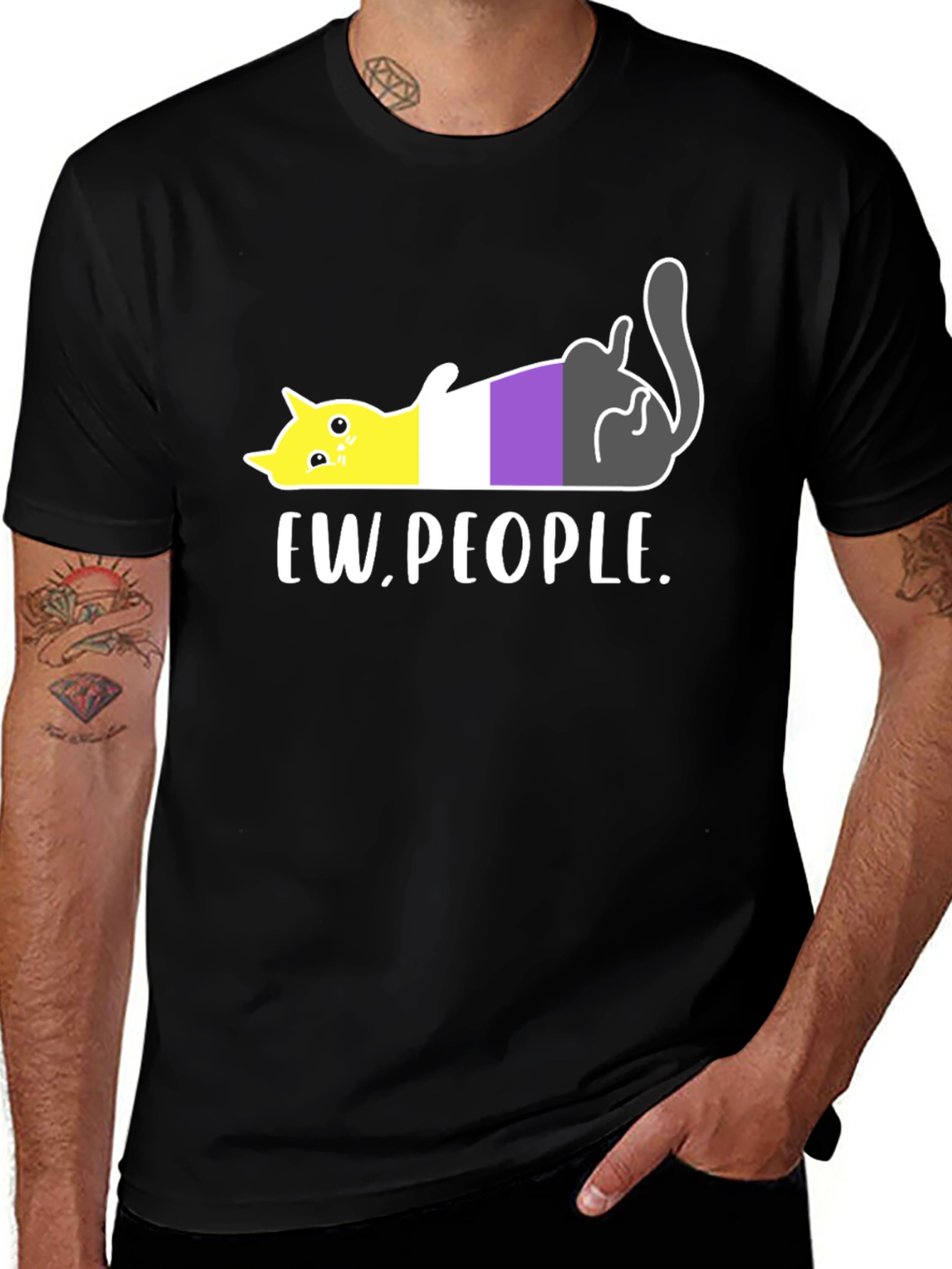 Ew People Nonbinary Pride Cat Graphic Tee