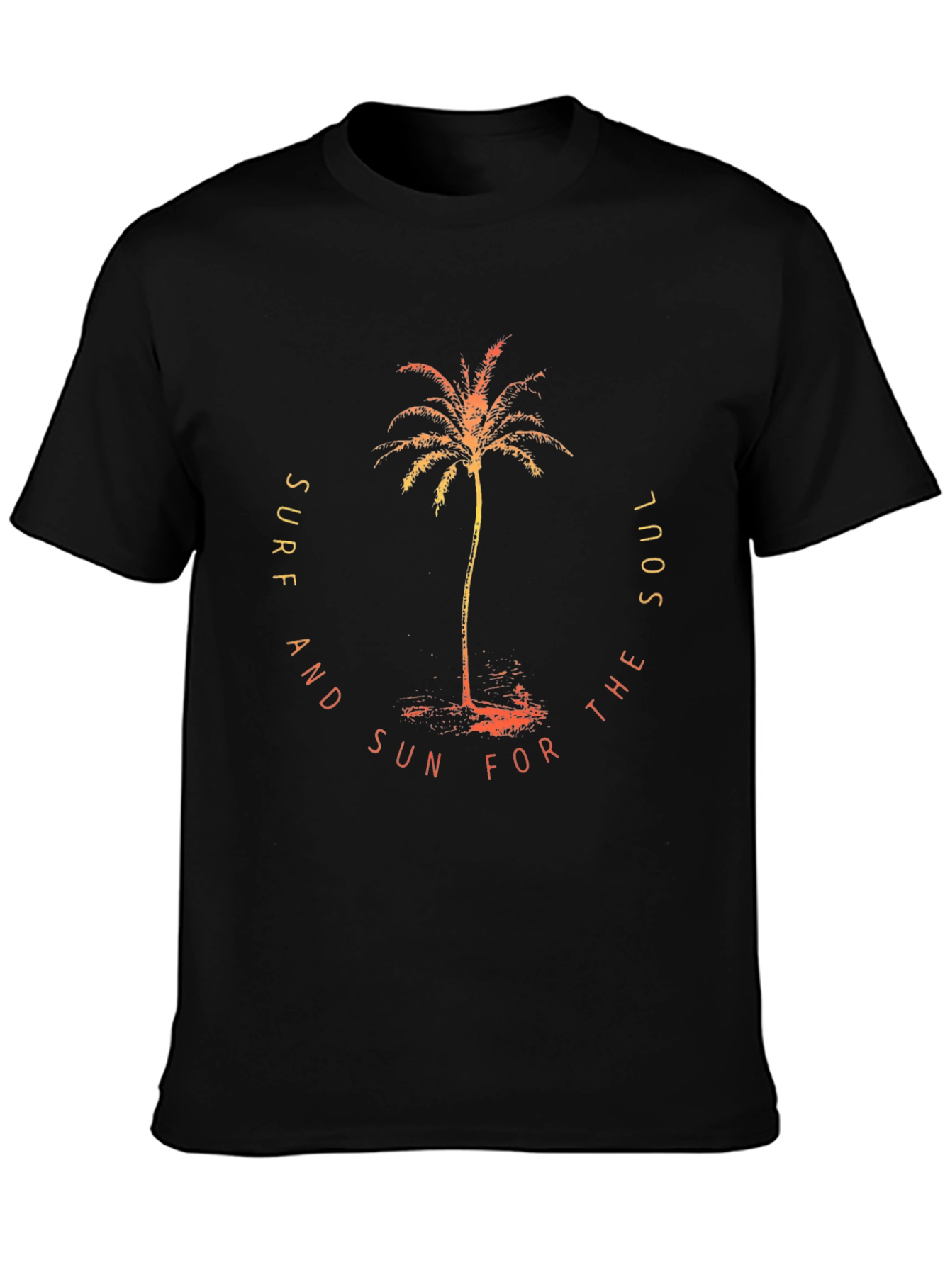 Surf Sun Soul Graphic Tee - Black Cotton T-Shirt