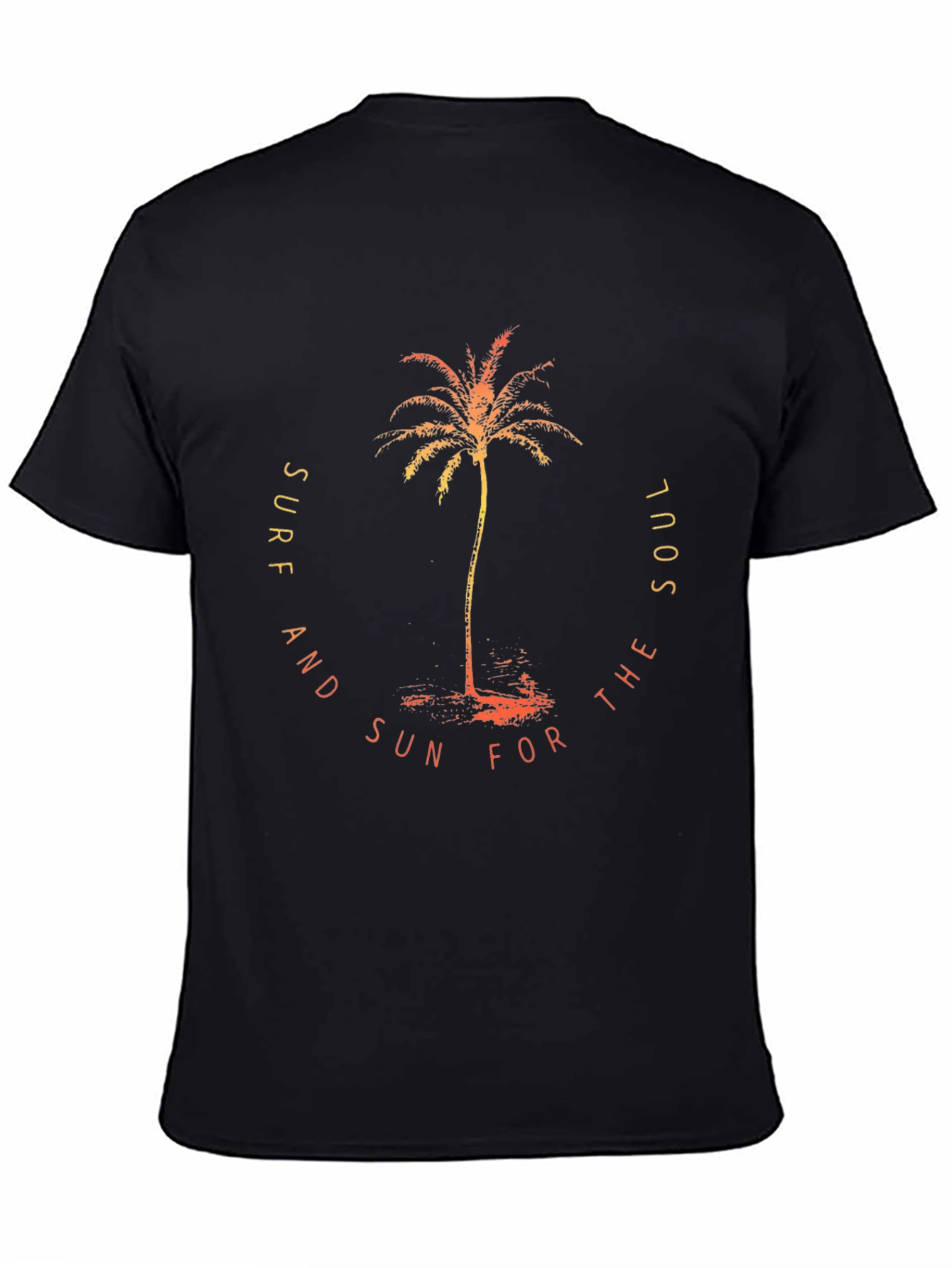 Surf Sun Soul Graphic Tee - Black Cotton T-Shirt