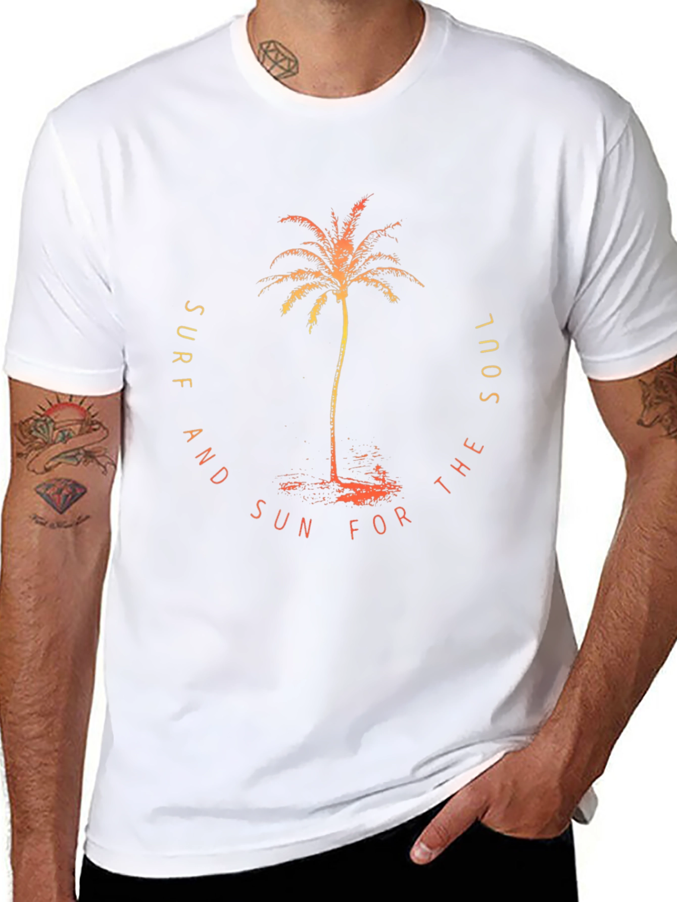 Surf Sun Soul Graphic Tee - Black Cotton T-Shirt