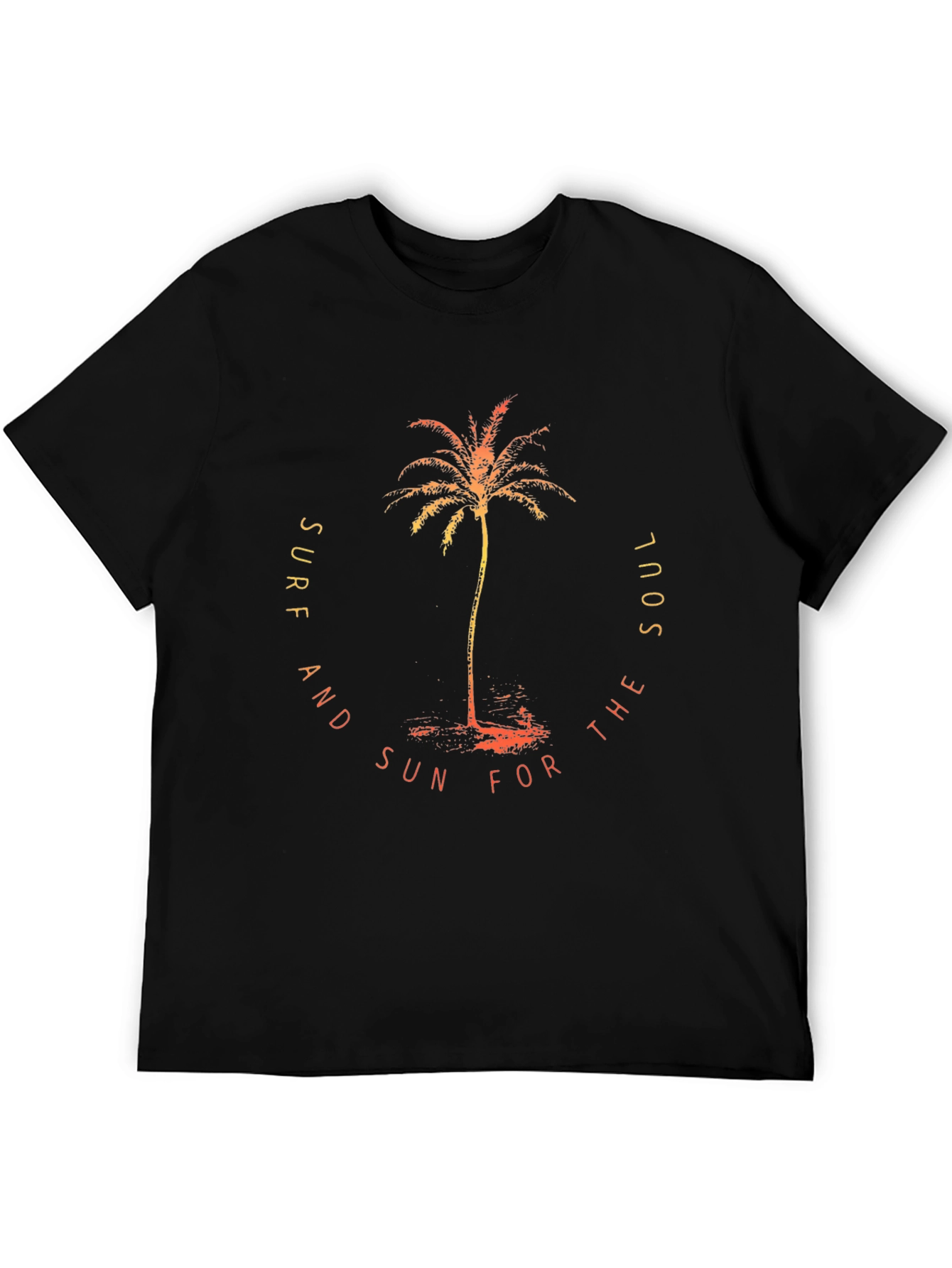 Surf Sun Soul Graphic Tee - Black Cotton T-Shirt