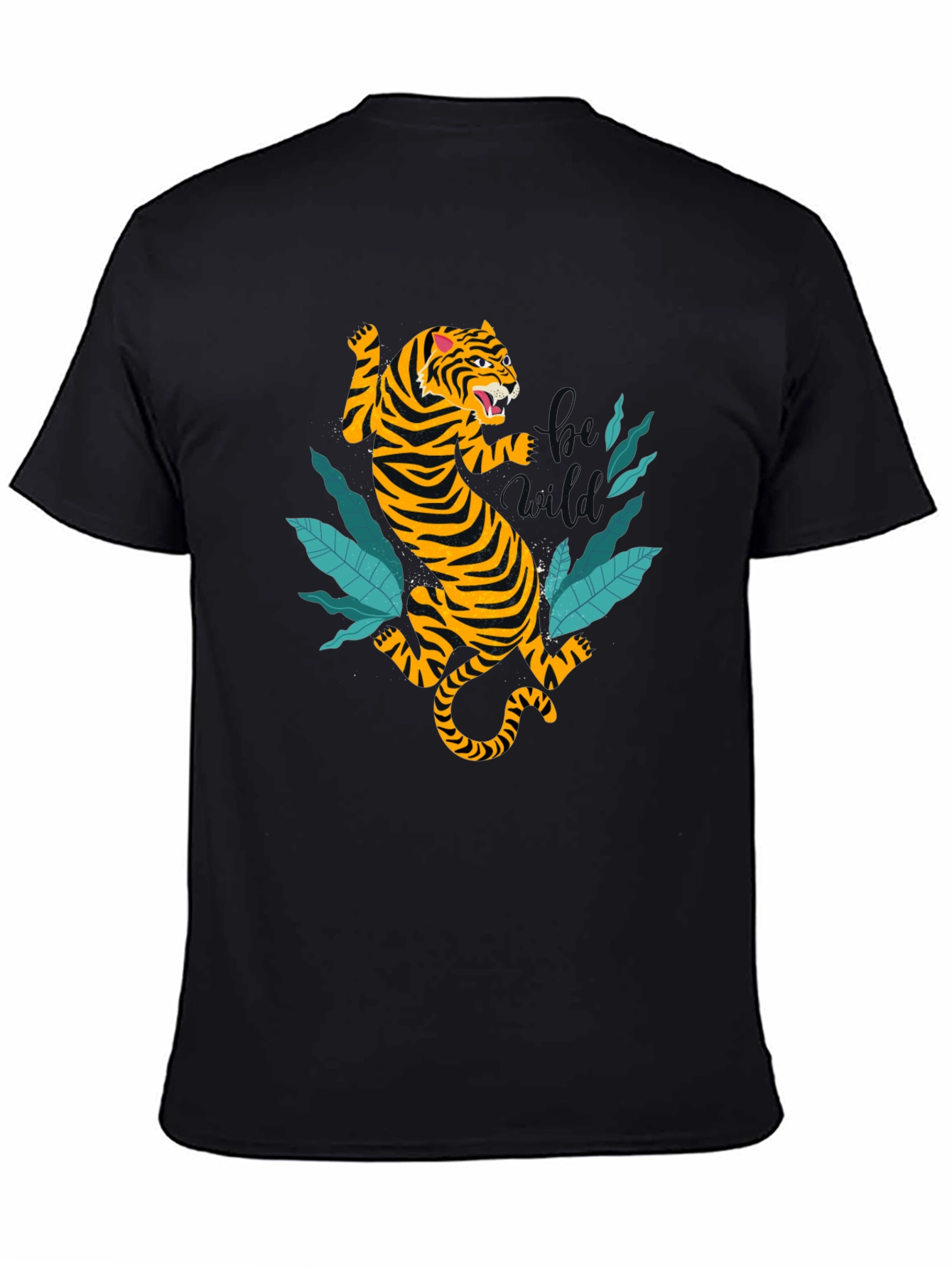 Tiger Graphic Tee - Black Cotton T-Shirt